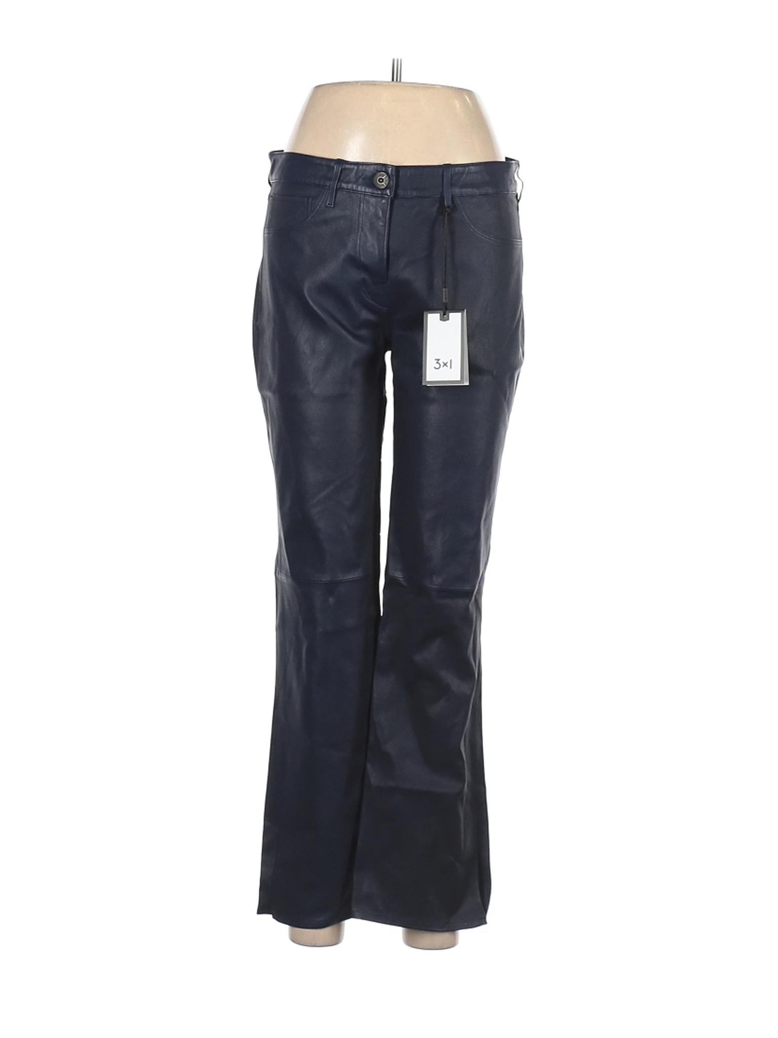 blue leather pants womens