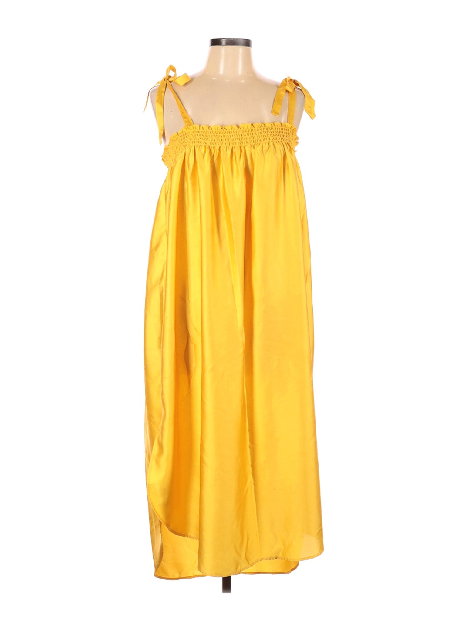 h&m yellow satin dress