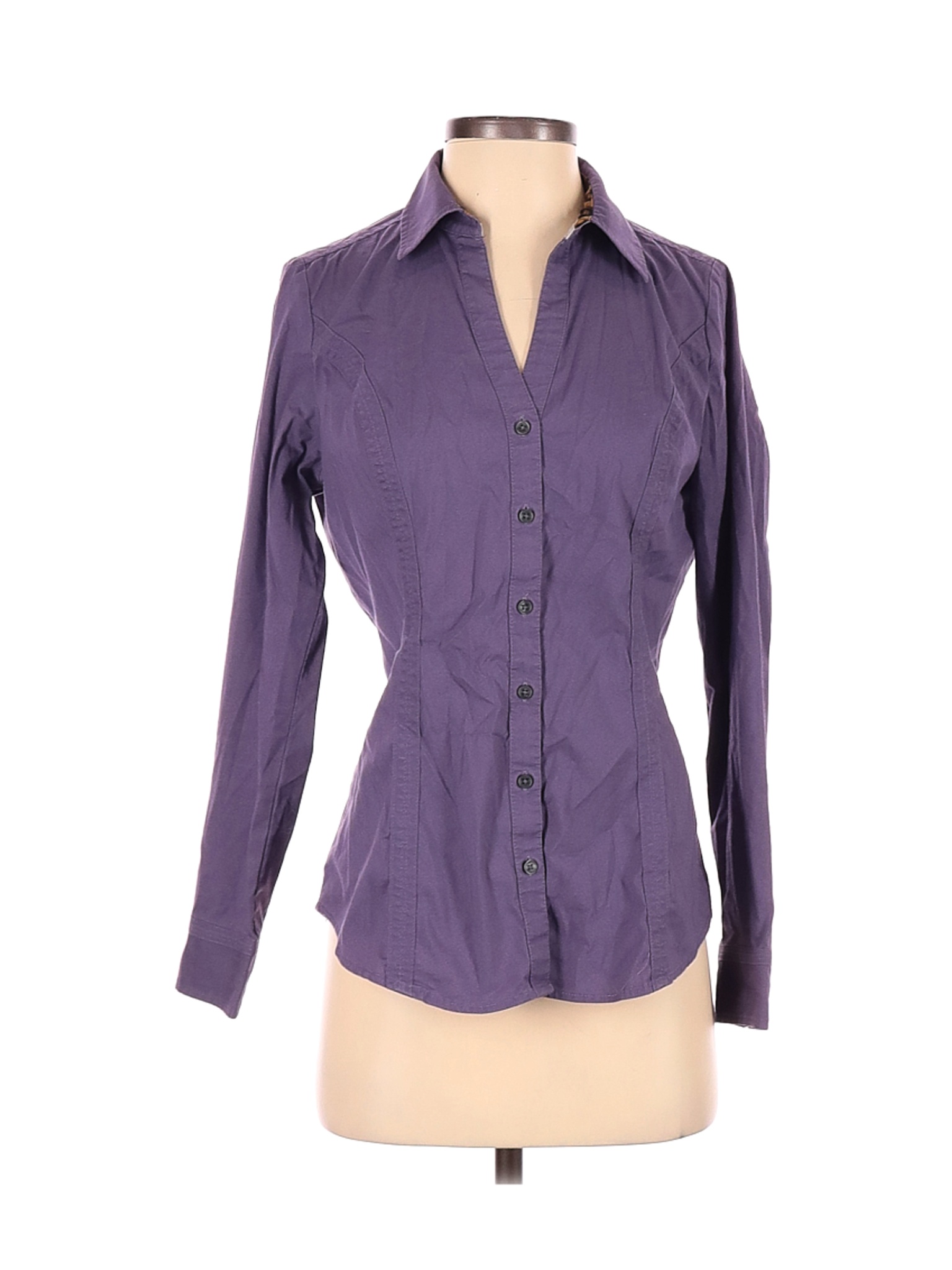 Express Women Purple Long Sleeve Button-Down Shirt S | eBay