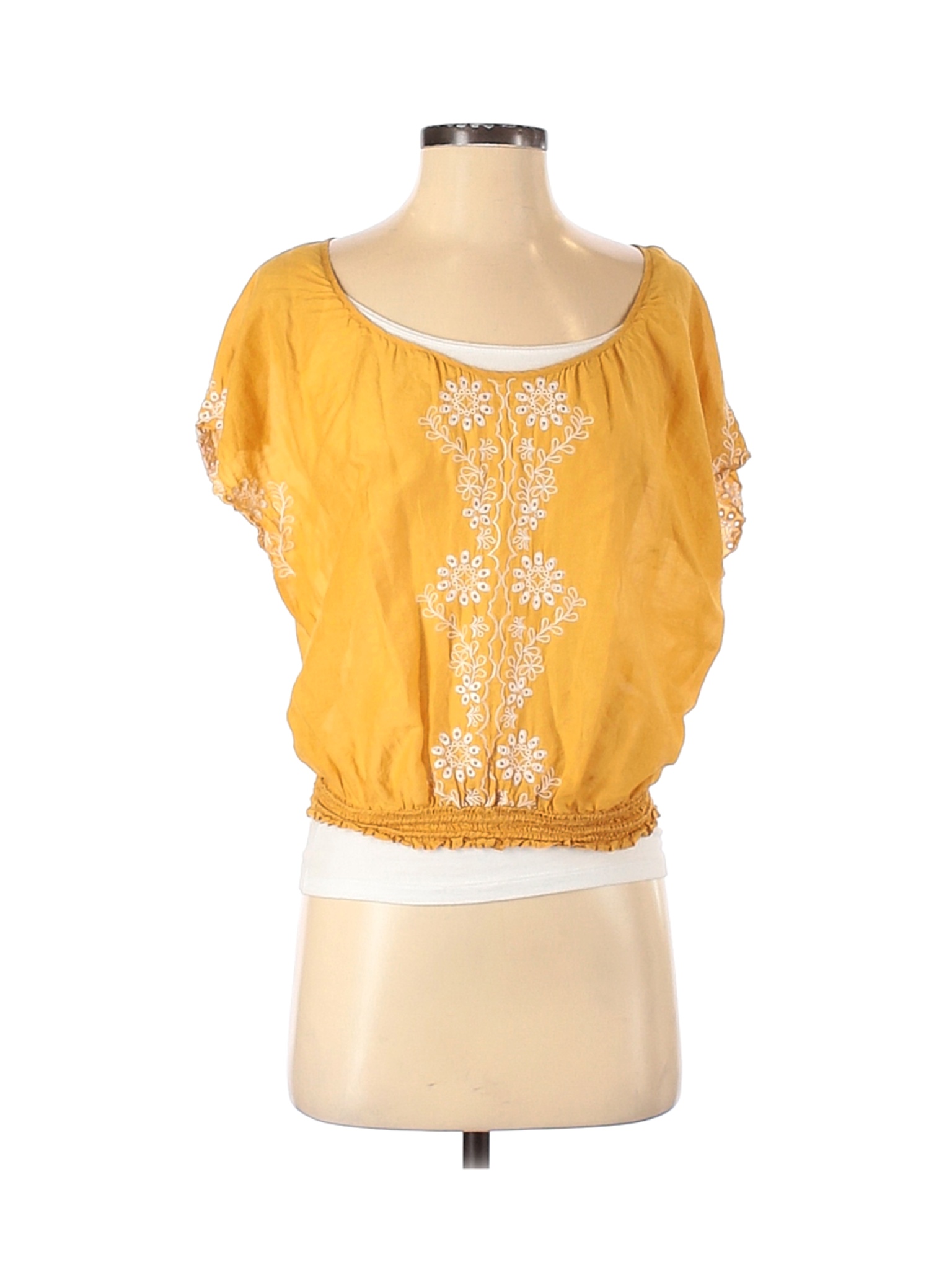 short sleeve yellow blouse