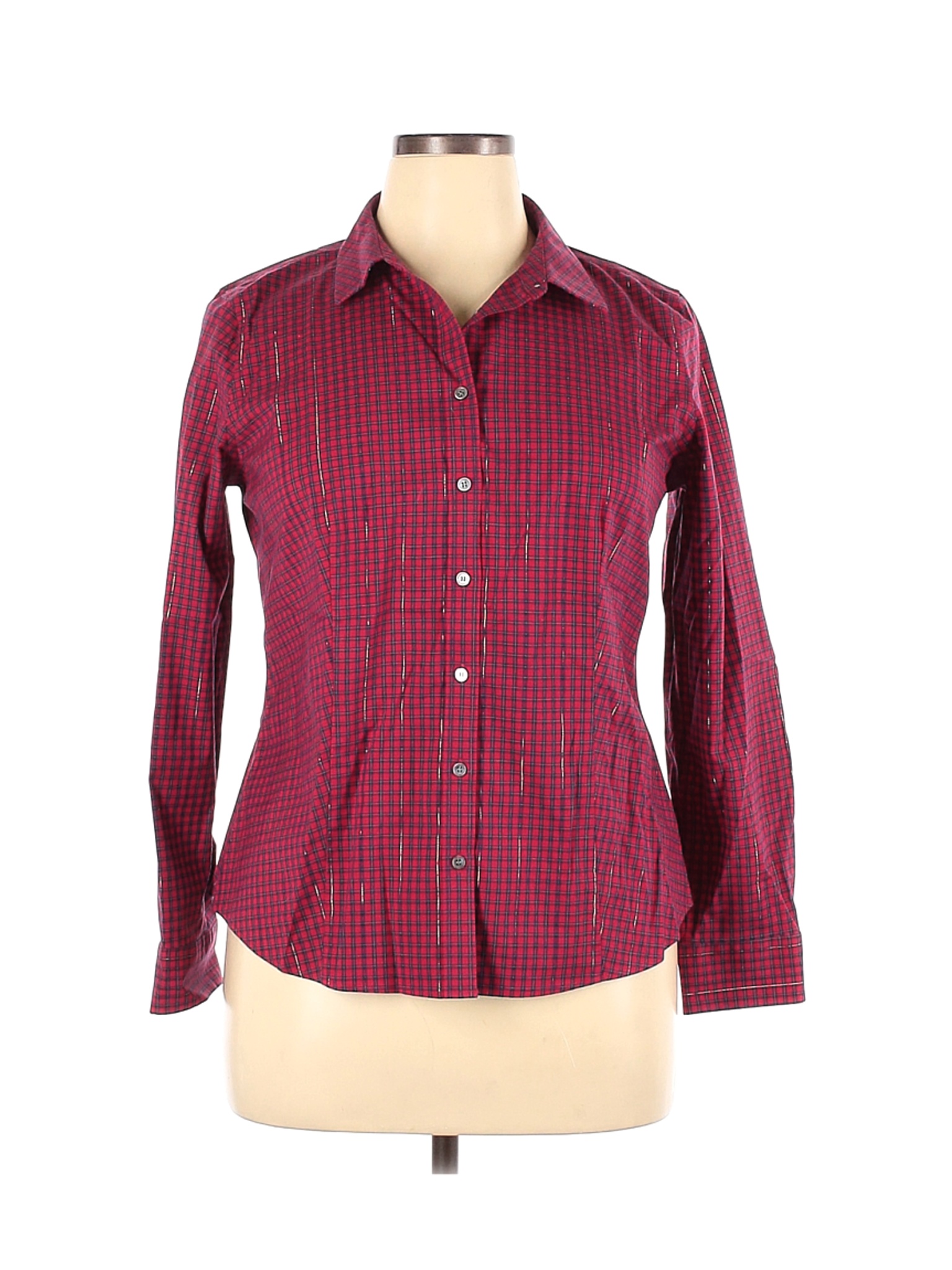 Talbots Women Red Long Sleeve Button-Down Shirt 14 Petites | eBay