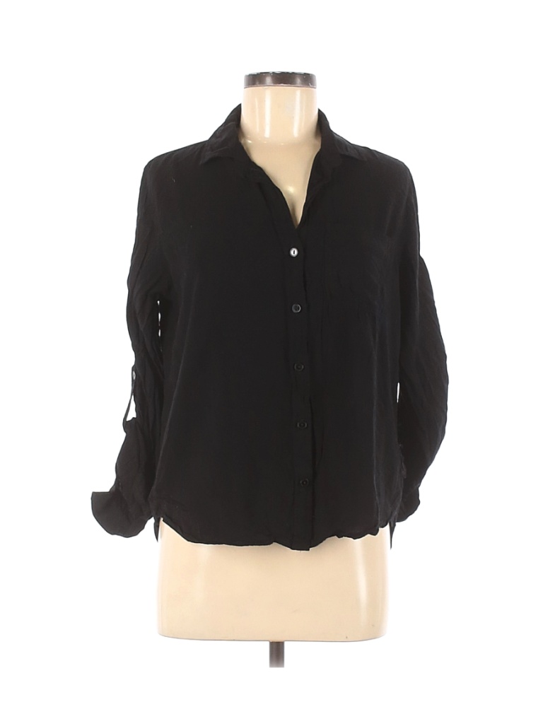 Velvet Heart 100% Rayon Black Long Sleeve Button-Down Shirt Size M - photo 1