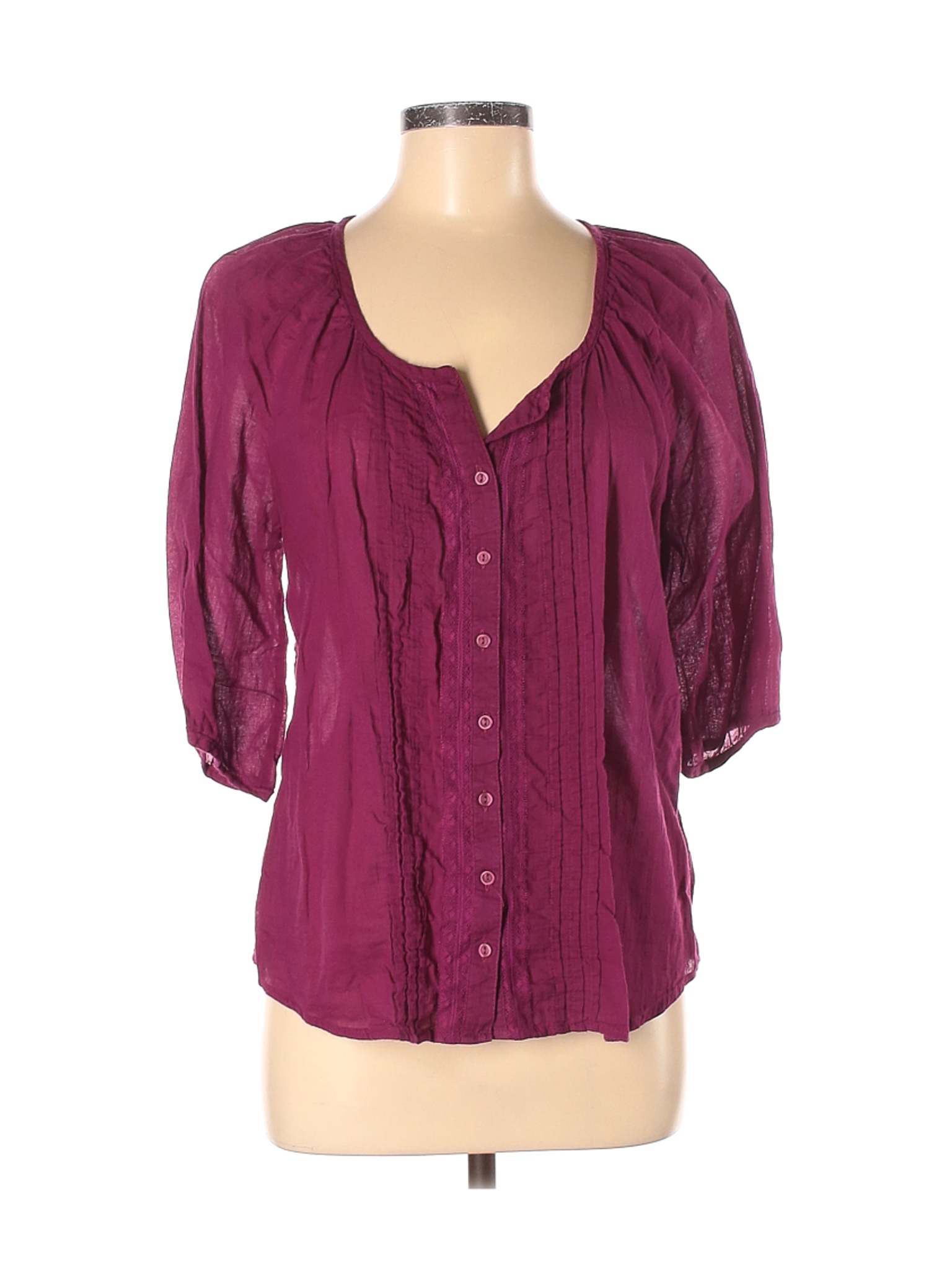 SONOMA life + style Women Pink 3/4 Sleeve Button-Down Shirt M | eBay