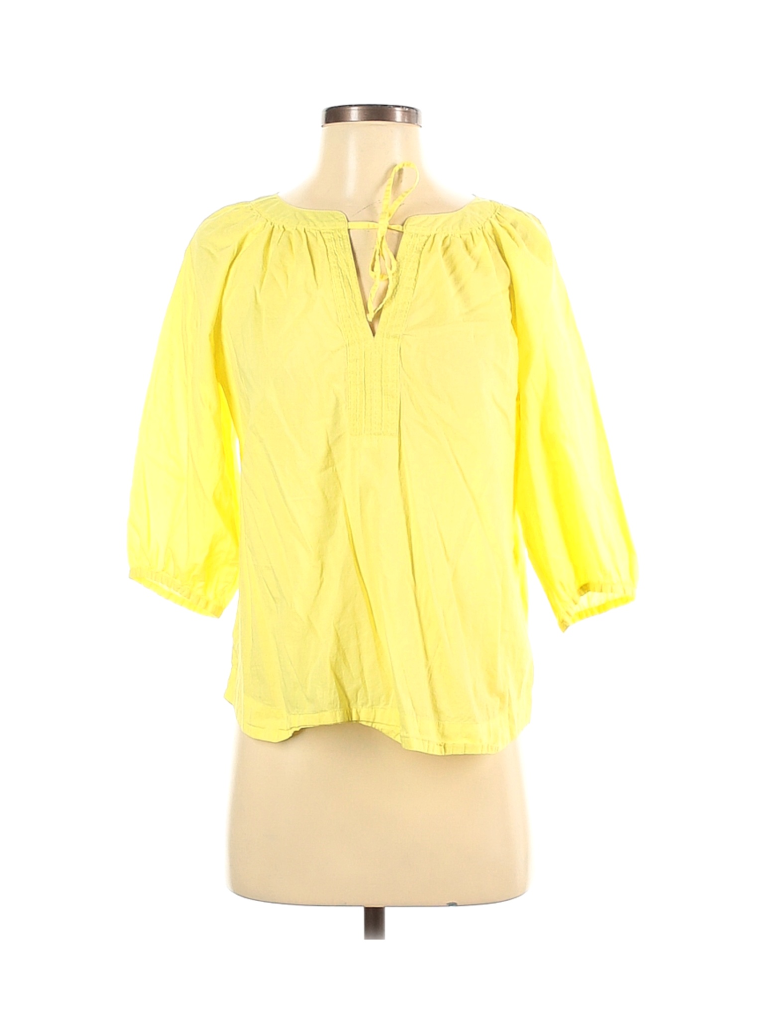 Ann Taylor LOFT Women Yellow 3/4 Sleeve Blouse S Petites | eBay