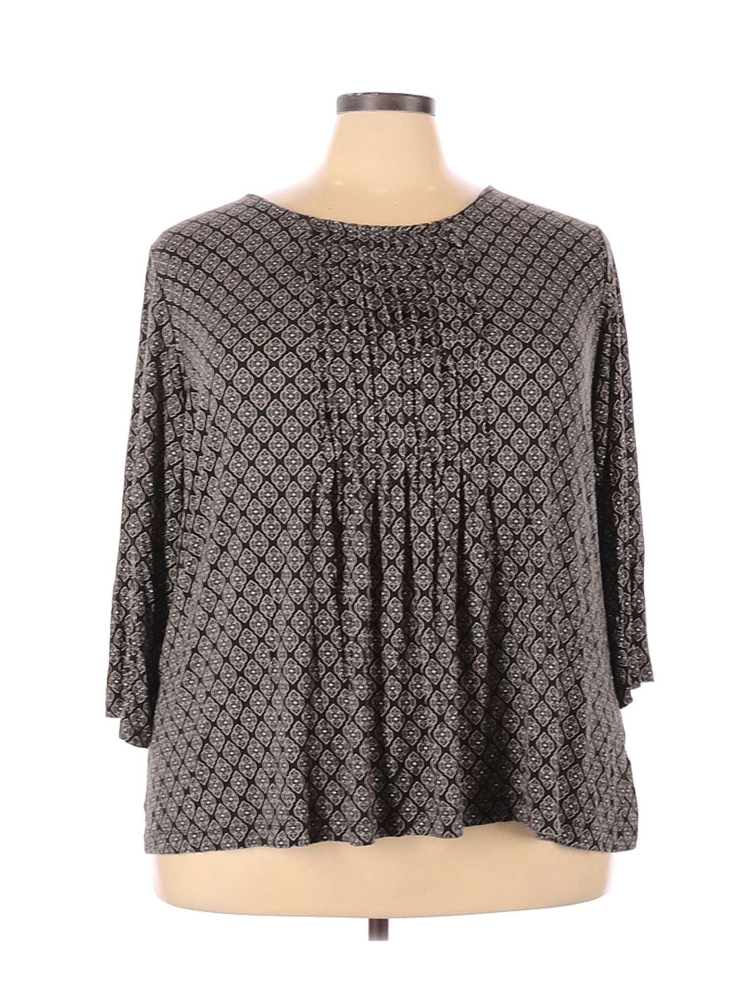 Croft & Barrow Women Gray 3/4 Sleeve Top 3X Plus | eBay