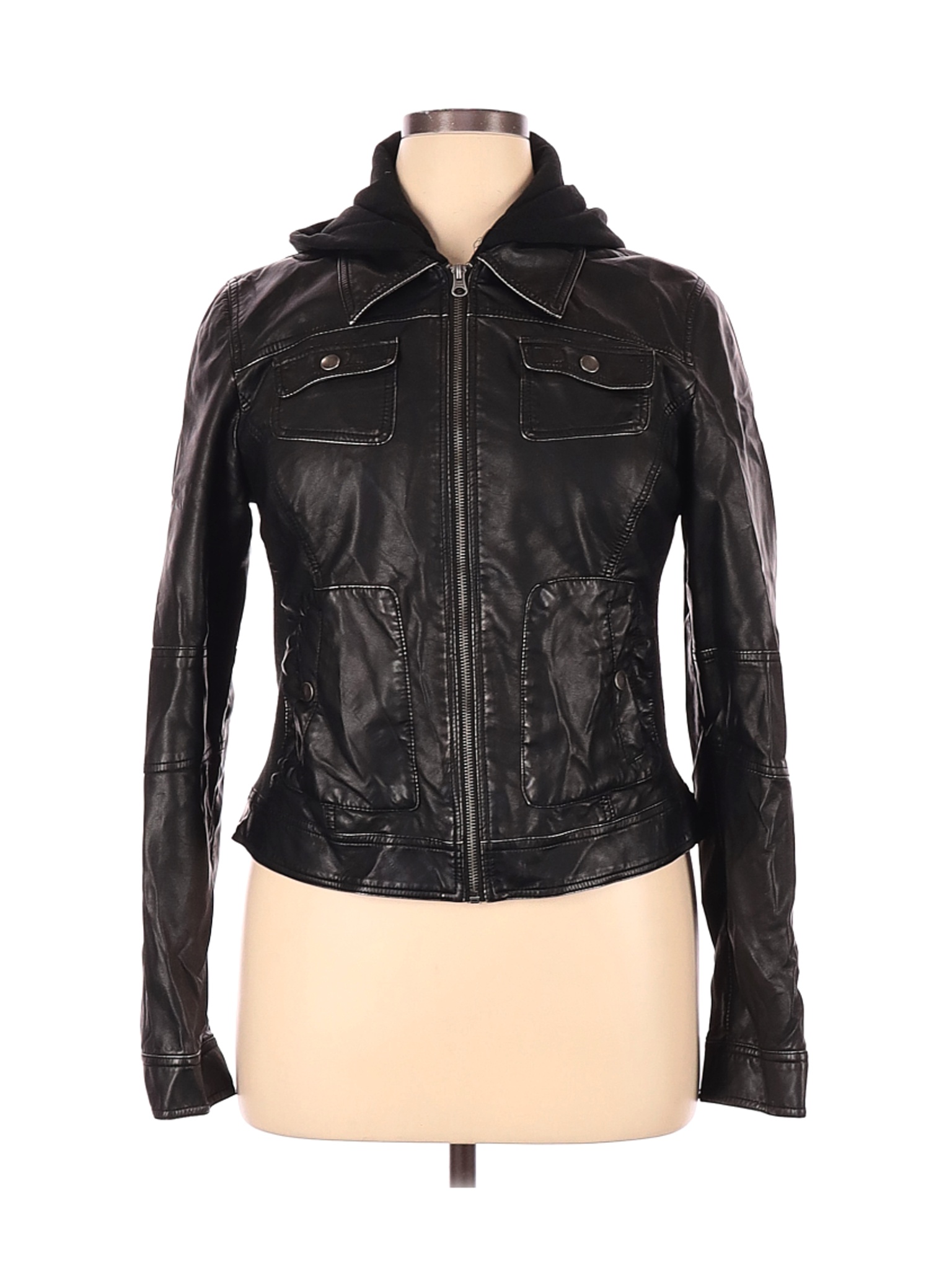 Maurices Women Black Faux Leather Jacket XL | eBay