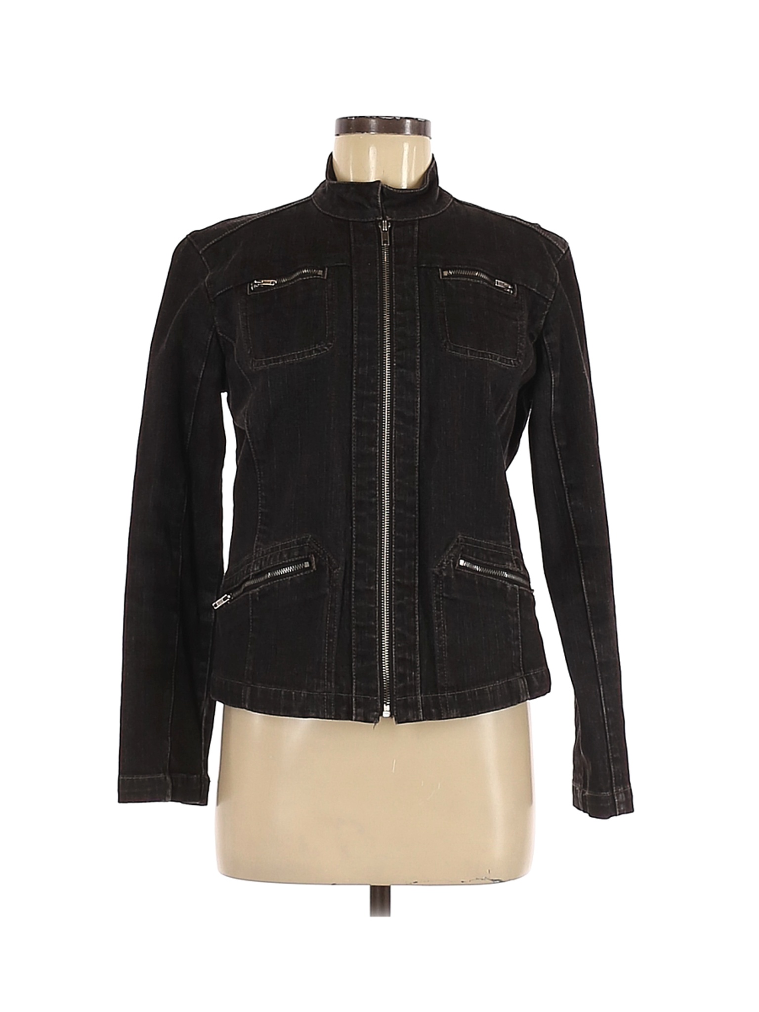 Chico's Women Black Denim Jacket S | eBay