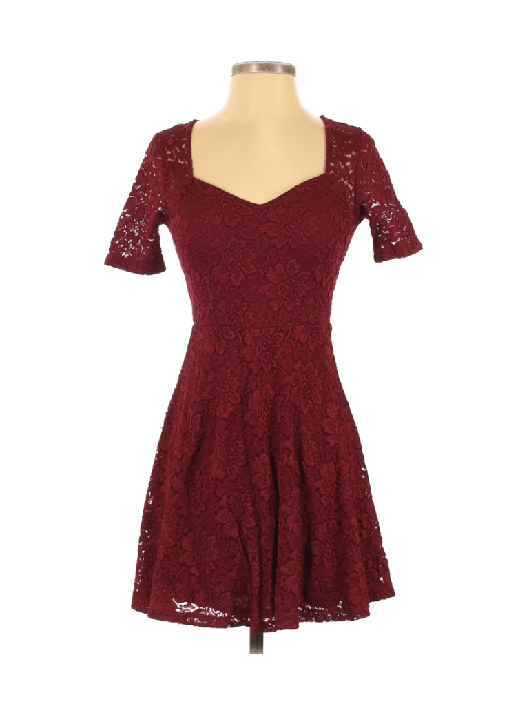 Pins and Needles Solid Colored Burgundy Casual Dress Size S - photo 1