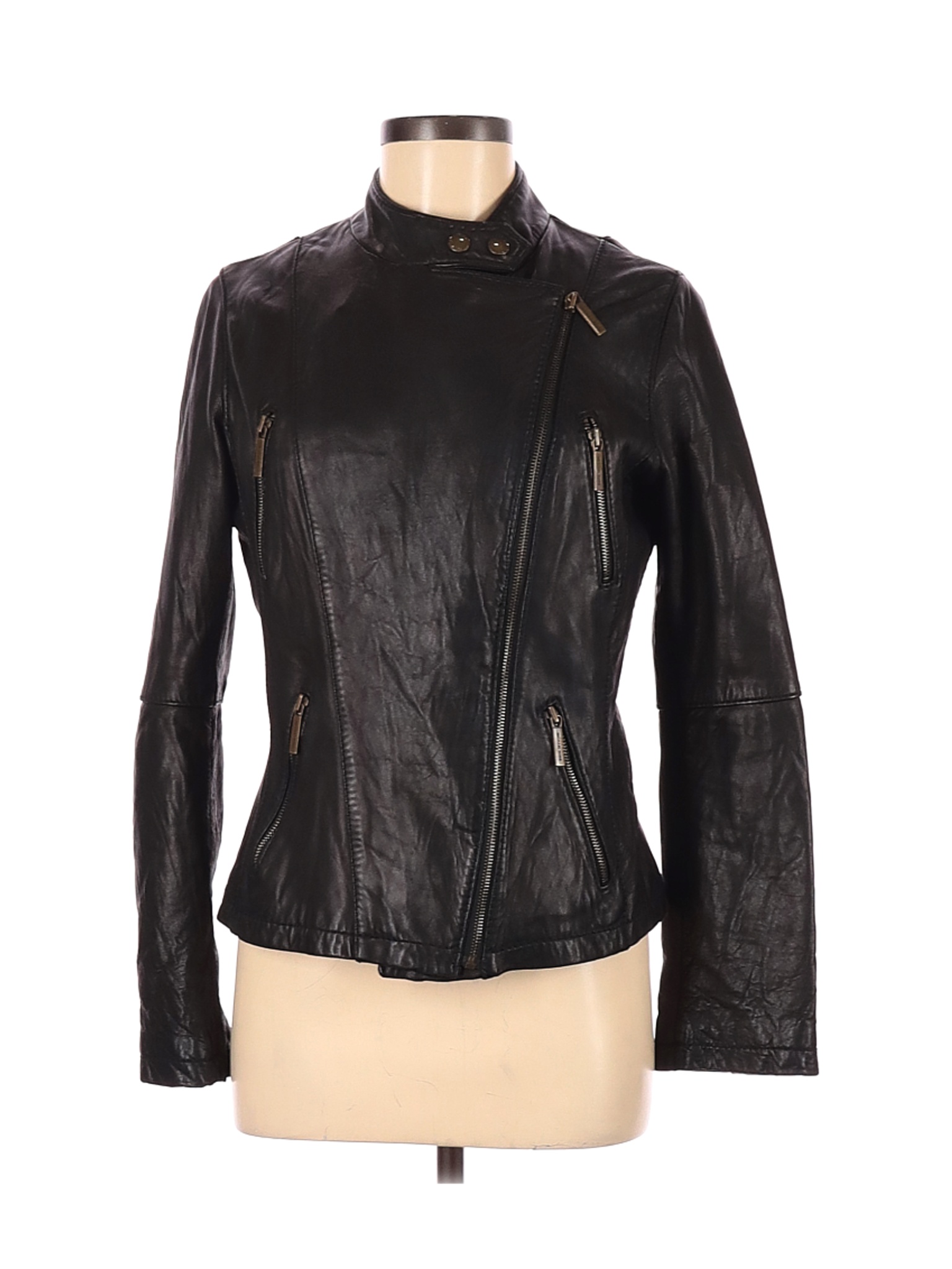 MICHAEL Michael Kors Women Black Leather Jacket M | eBay