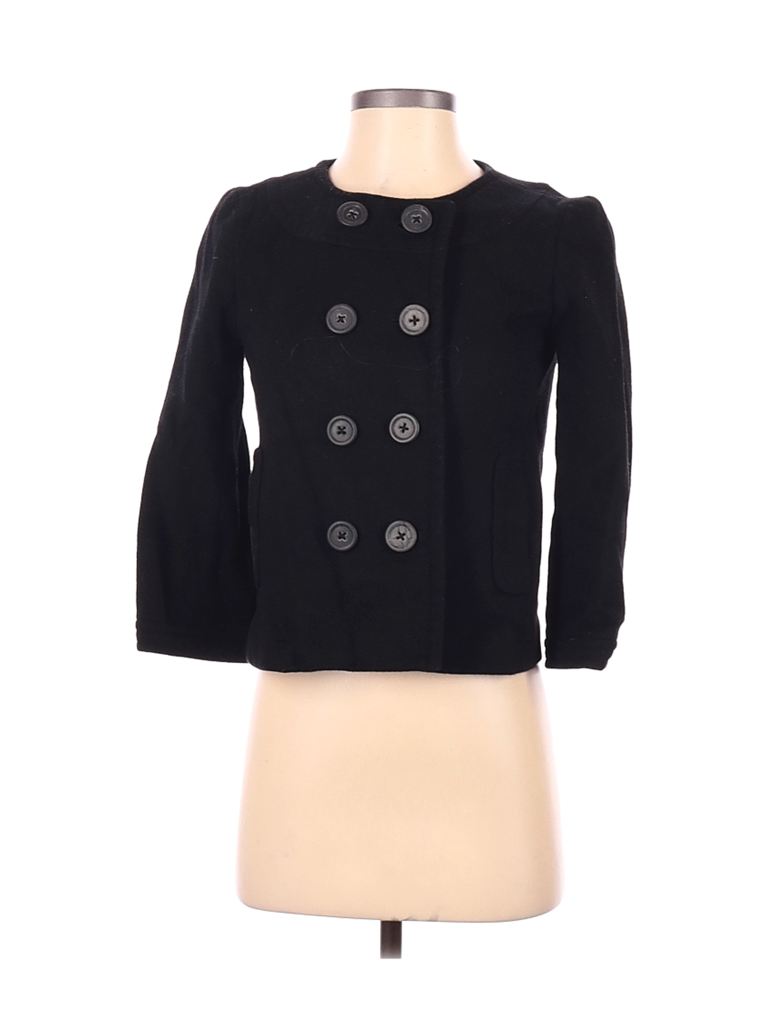 J.Crew Women Black Wool Coat 2 | eBay