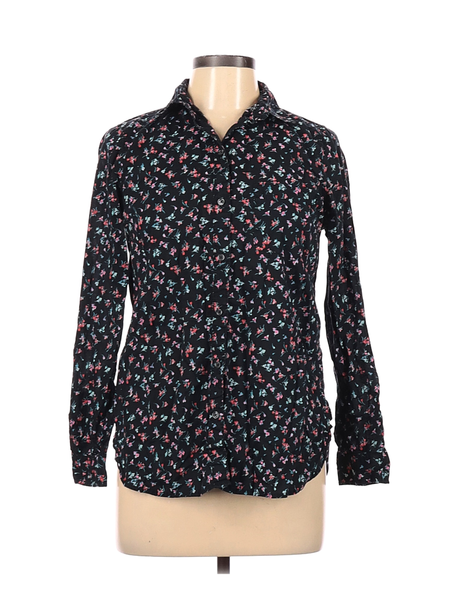 Old Navy Women Black Long Sleeve Button-Down Shirt M | eBay