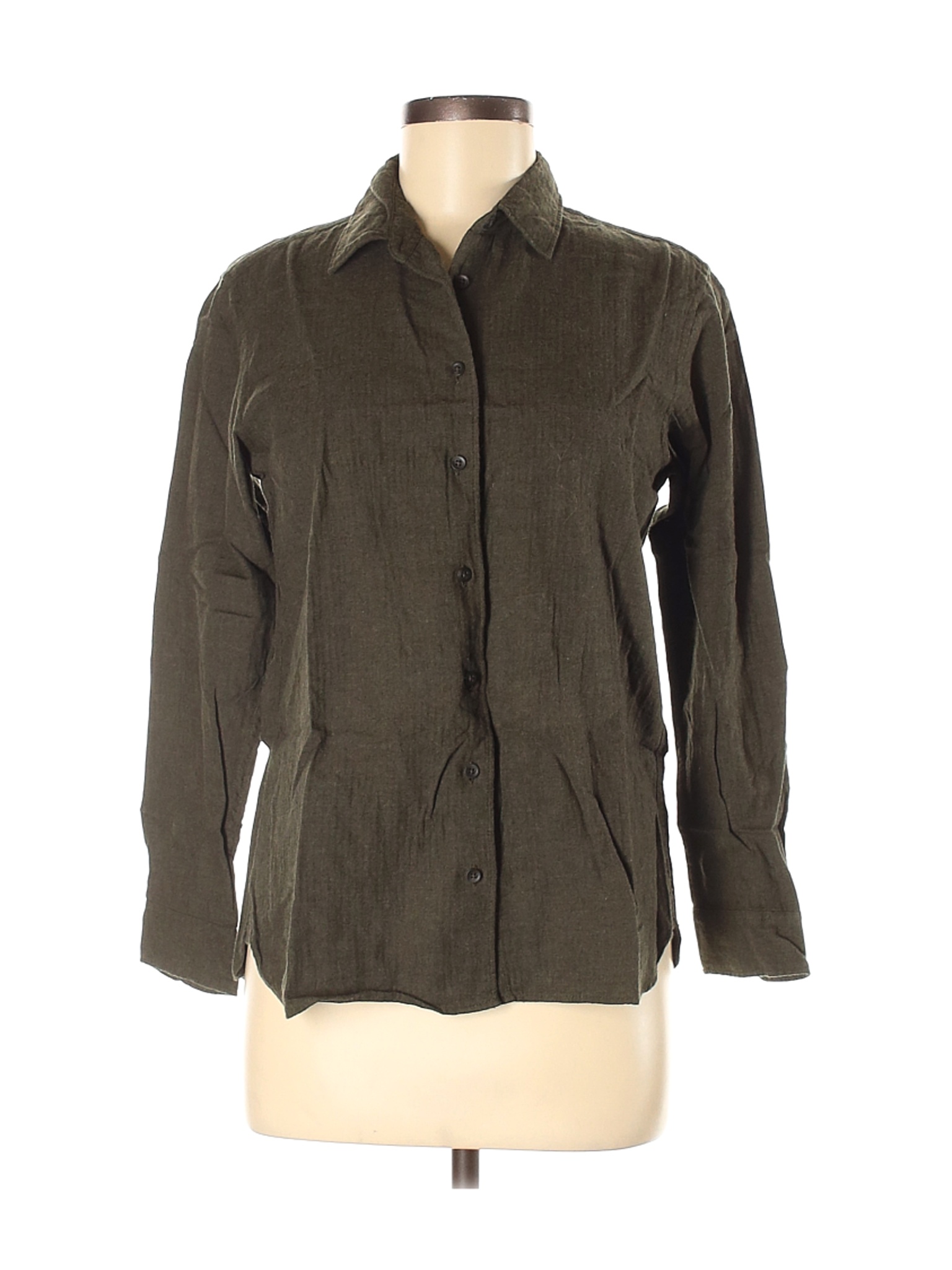 Uniqlo Women Green Long Sleeve Button-Down Shirt M | eBay