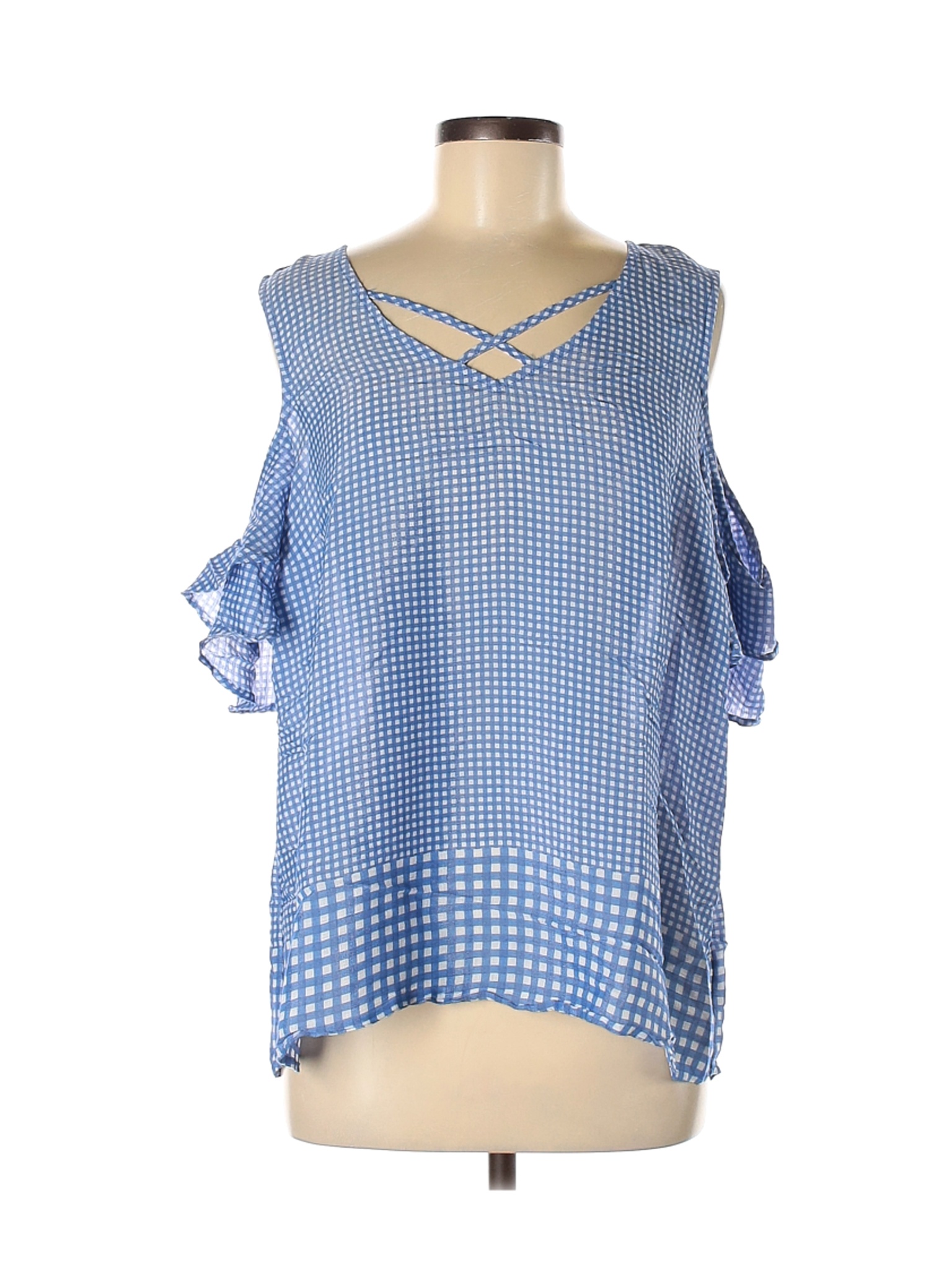 Como Vintage Women Blue Short Sleeve Blouse M | eBay