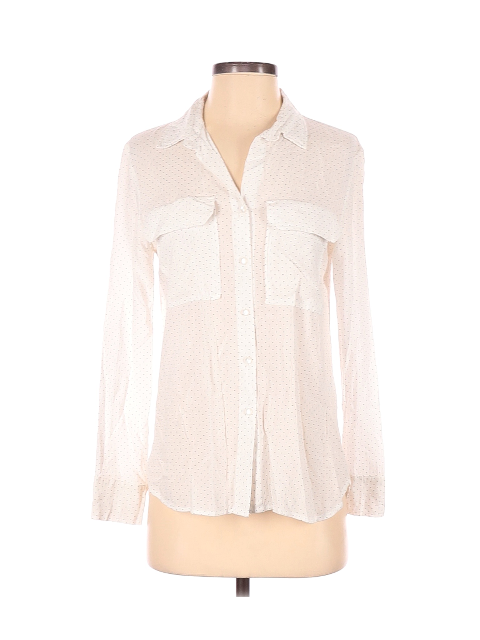 Love Tree Women Ivory Long Sleeve Button-Down Shirt S | eBay