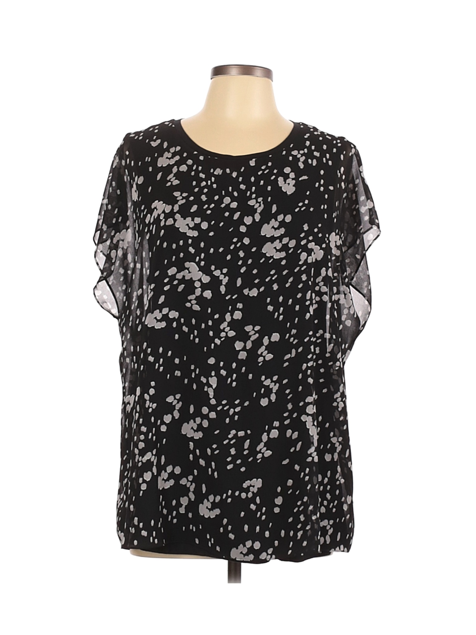 CAbi 100% Polyester Floral Black Short Sleeve Blouse Size L - 67% off ...