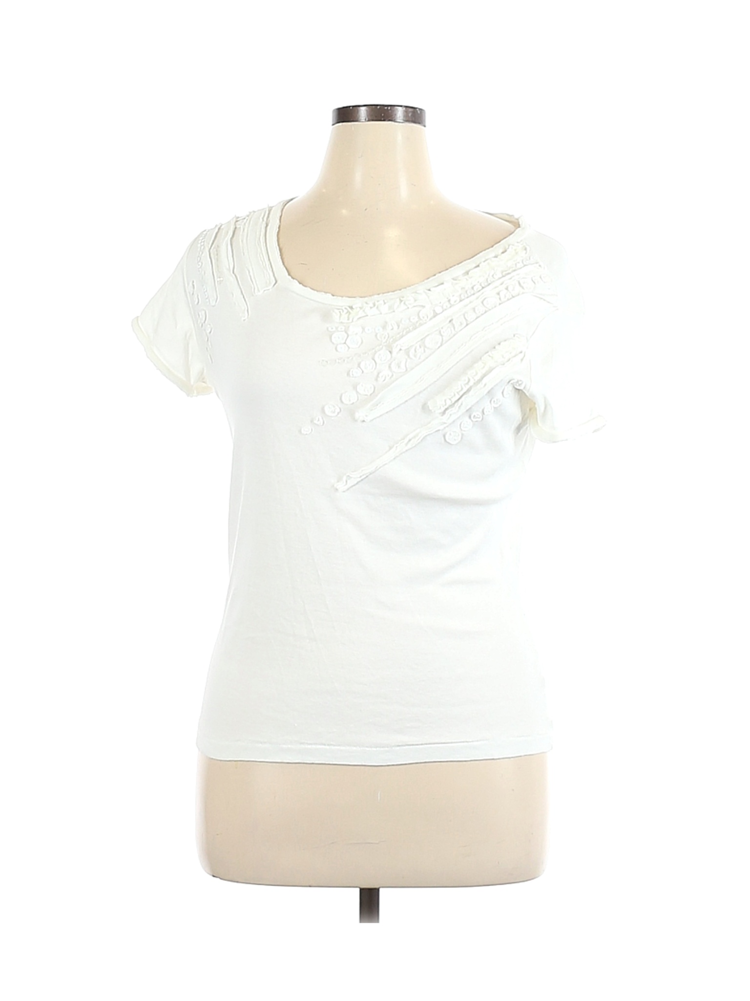 August Silk Women White Short Sleeve Top XL | eBay
