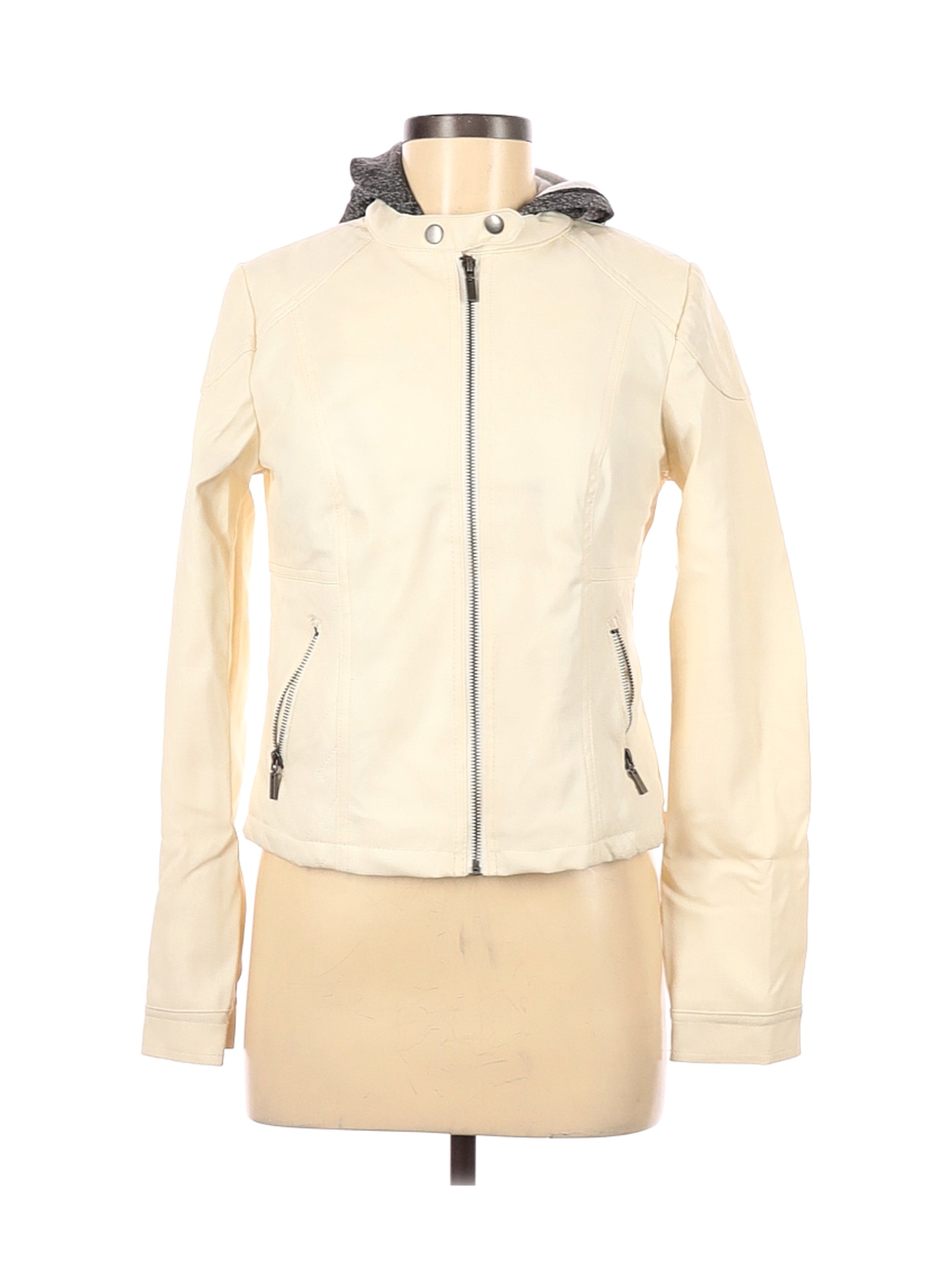 New Look Women Ivory Faux Leather Jacket M | eBay