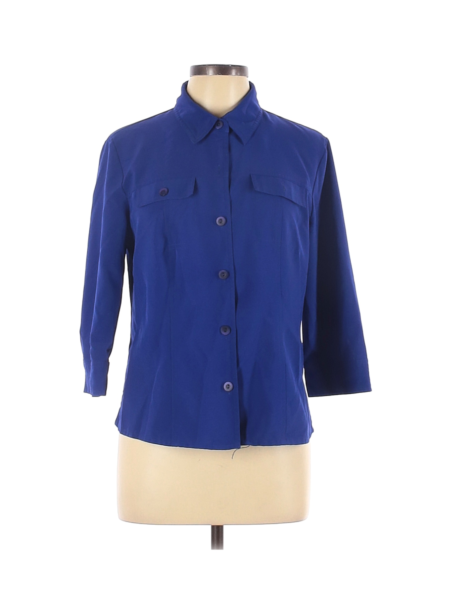 Kathy Che Women Blue 3/4 Sleeve Blouse 12 | eBay