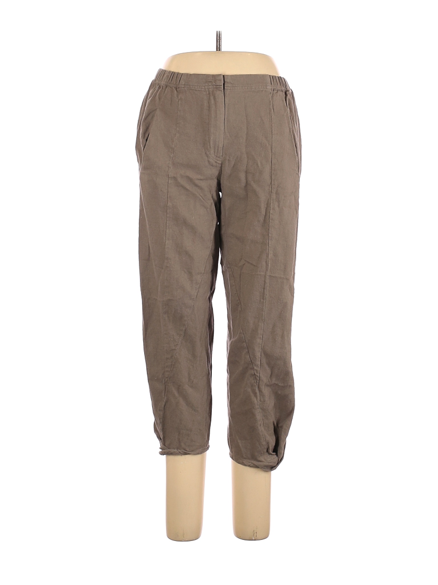Wrap Women Brown Linen Pants 10 | eBay