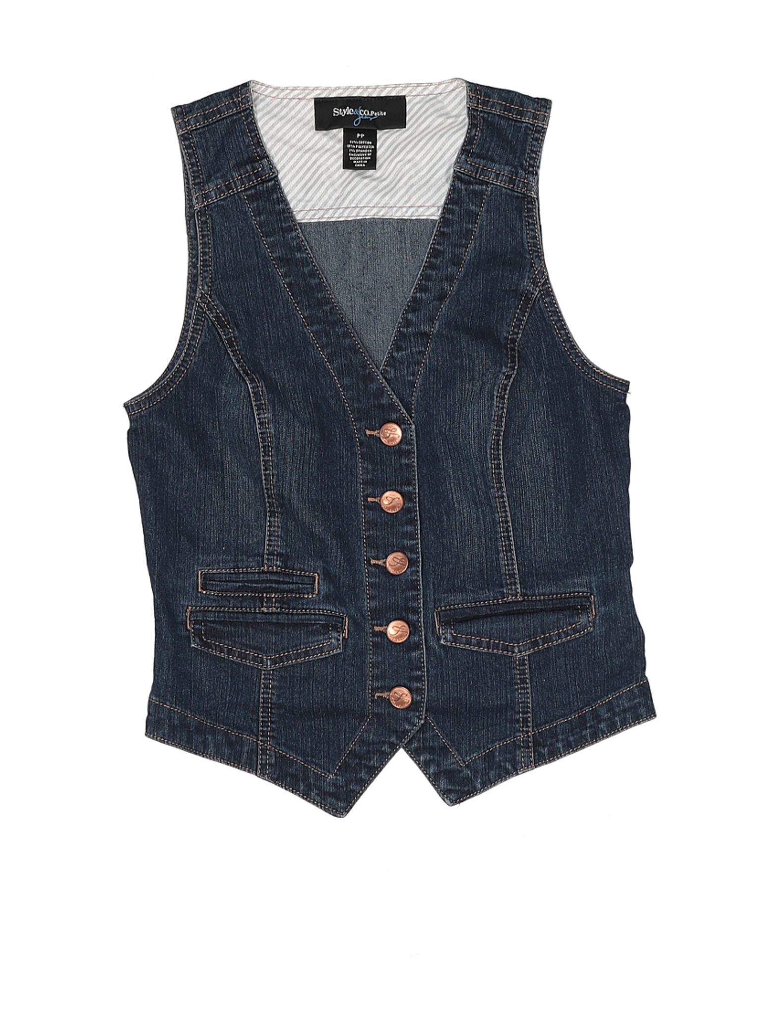 Style&Co Women Blue Denim Vest P Petites | eBay