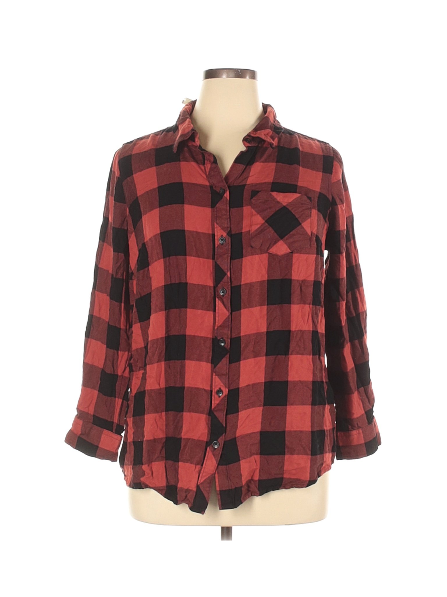 NWT Terra & Sky Women Red Long Sleeve Button-Down Shirt 0X Plus | eBay
