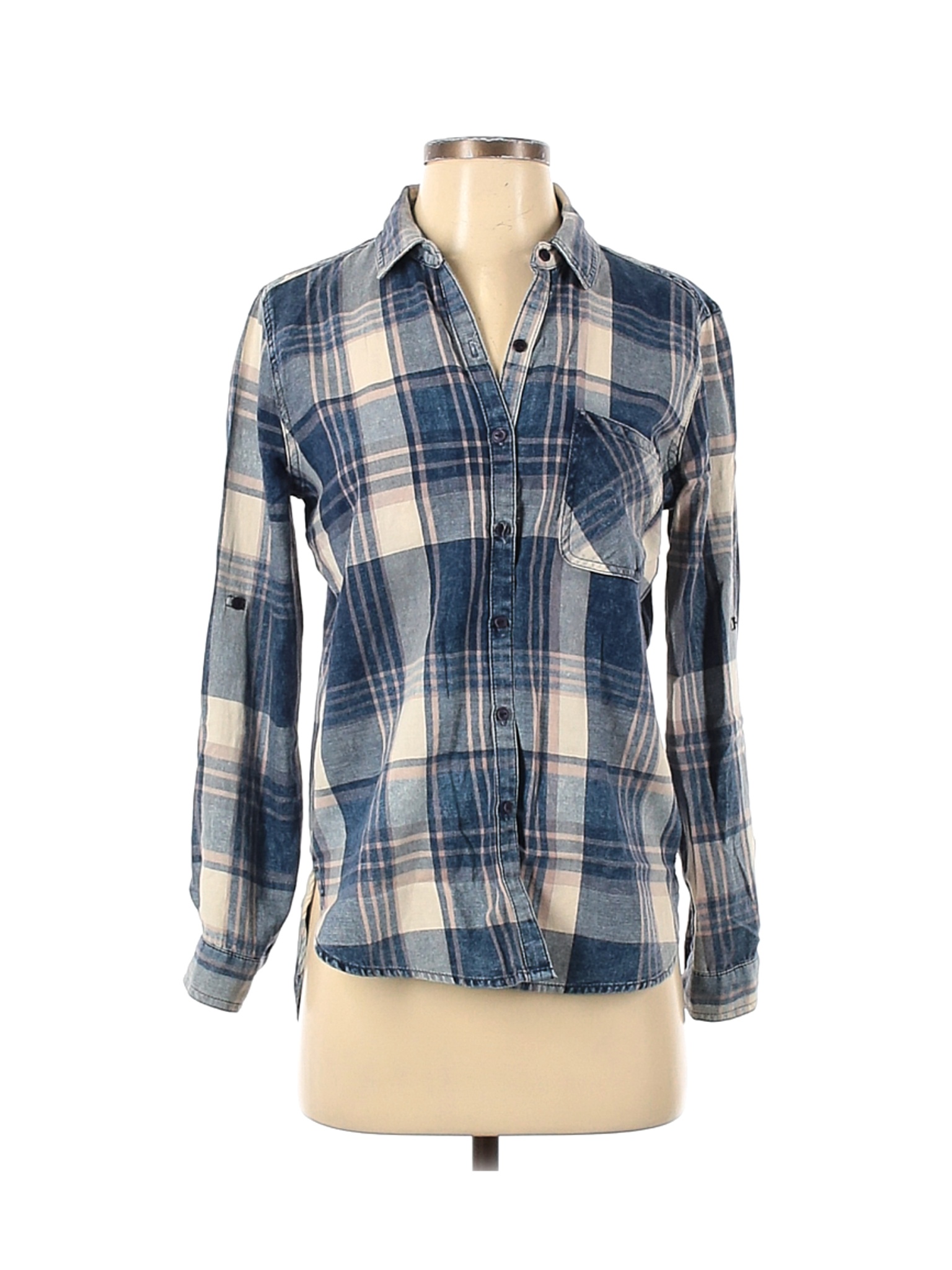 SNEAK PEEK Women Blue Long Sleeve Button-Down Shirt S | eBay