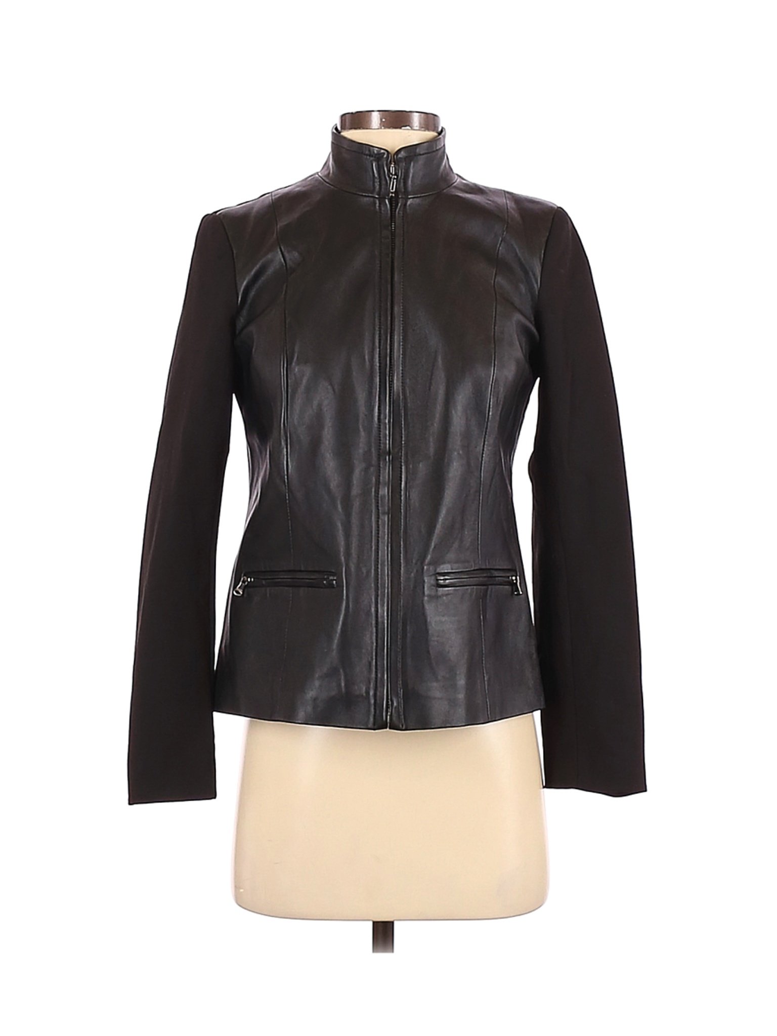 Talbots Women Black Leather Jacket 4 Petites | eBay