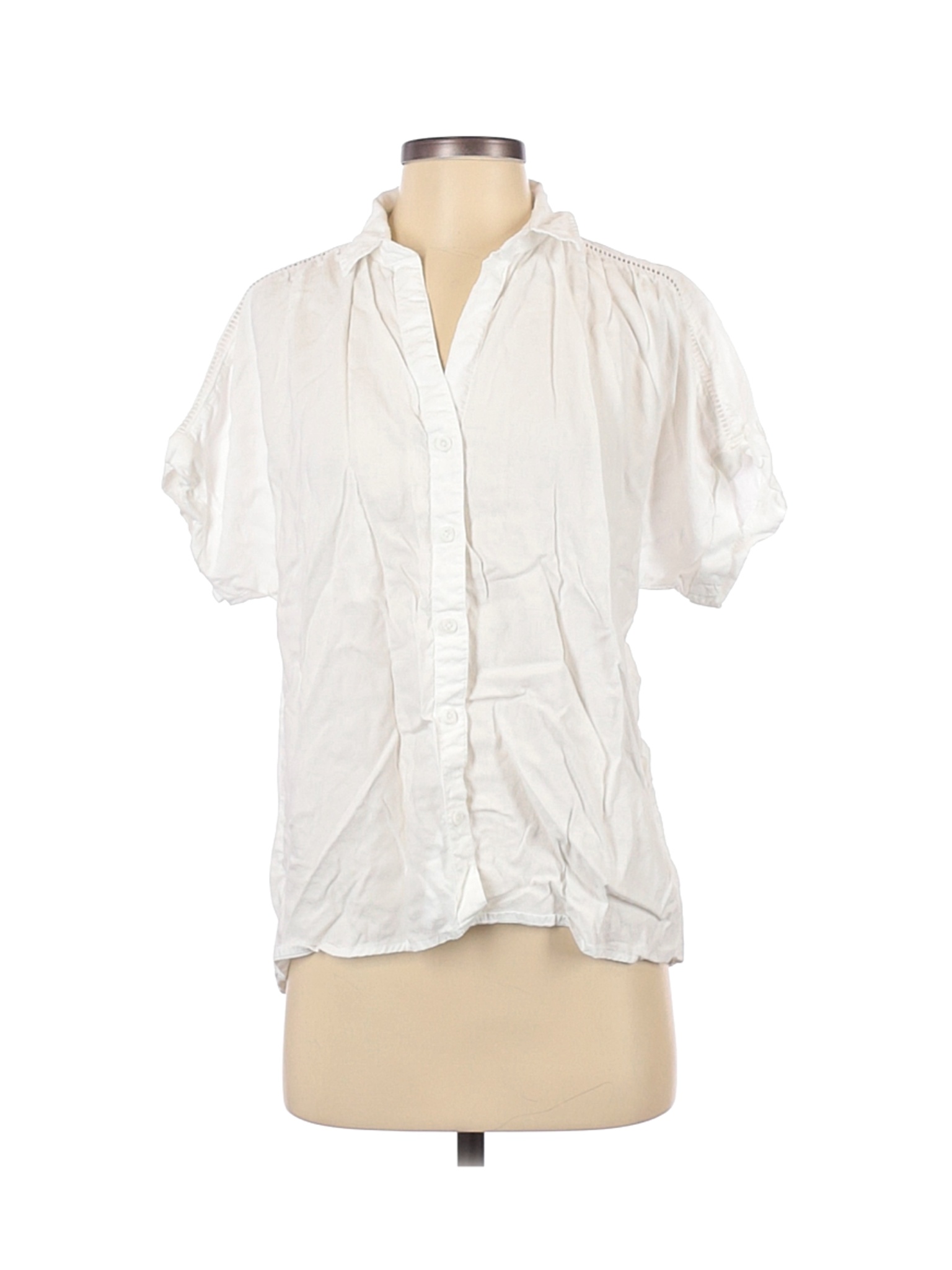Cloth & Stone Women White Short Sleeve Button-Down Shirt XS