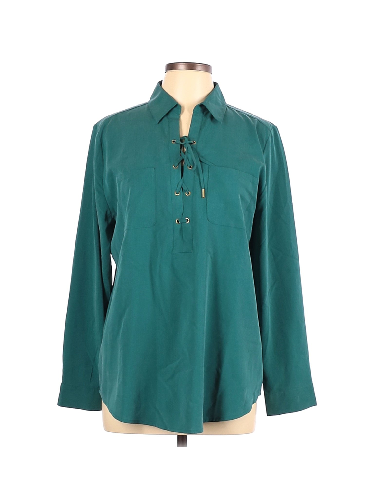 NWT Chico's Women Green Long Sleeve Blouse L | eBay