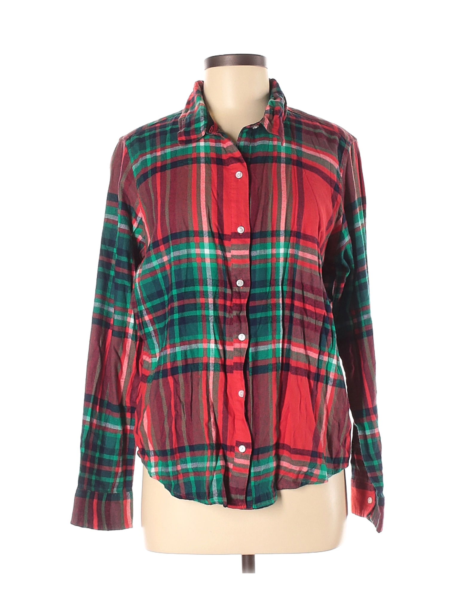 red long sleeve button down shirt women's