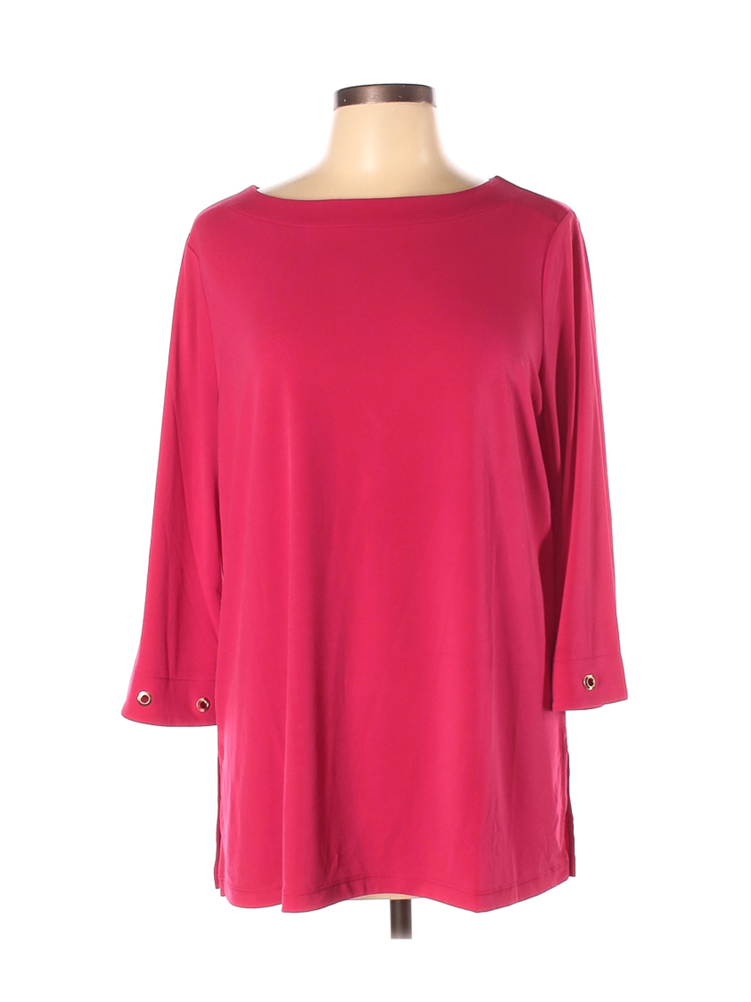 Susan Graver Women Pink 3/4 Sleeve Top L | eBay