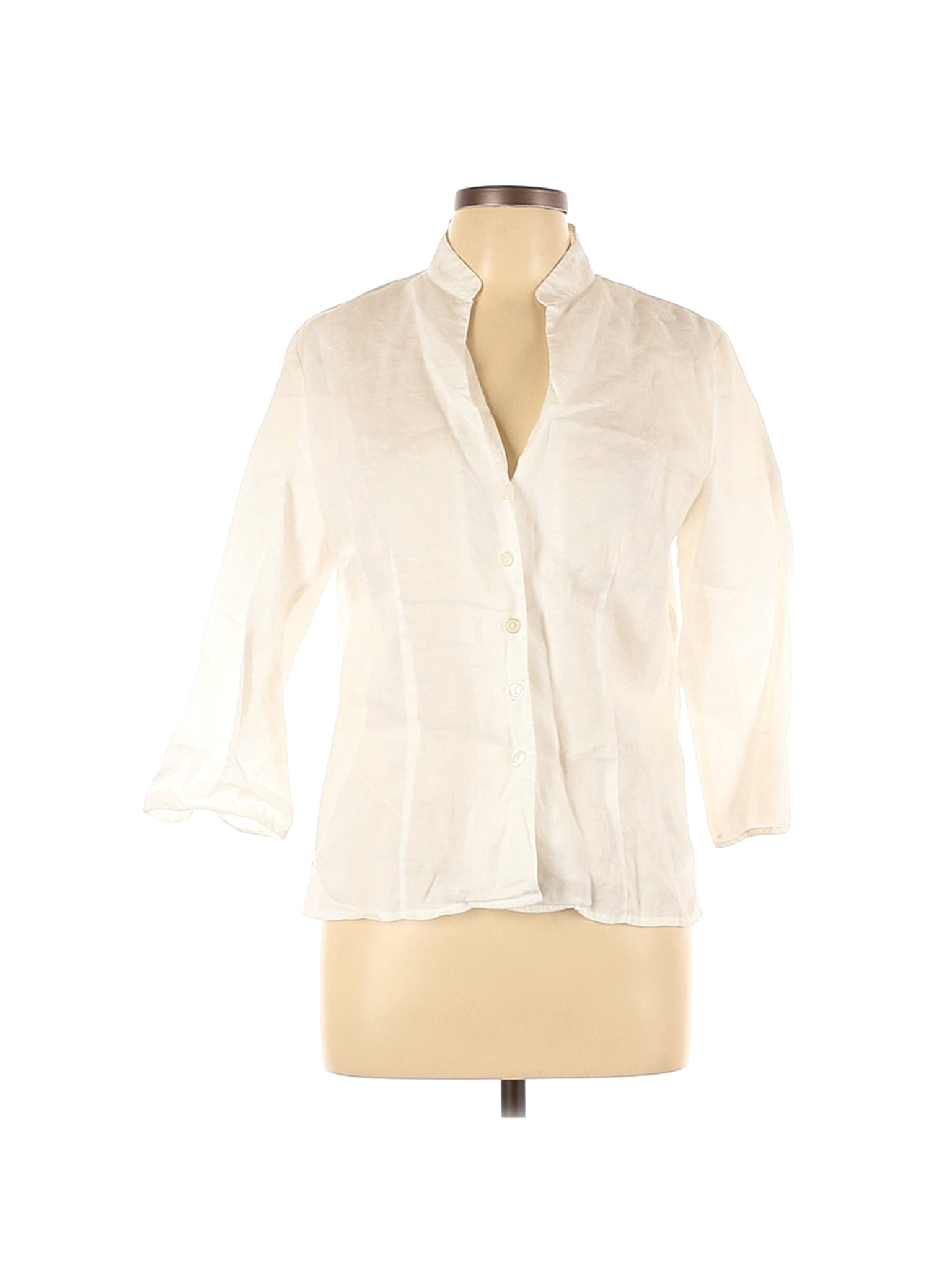 Allison Taylor Women Ivory 3/4 Sleeve Button-Down Shirt L | eBay