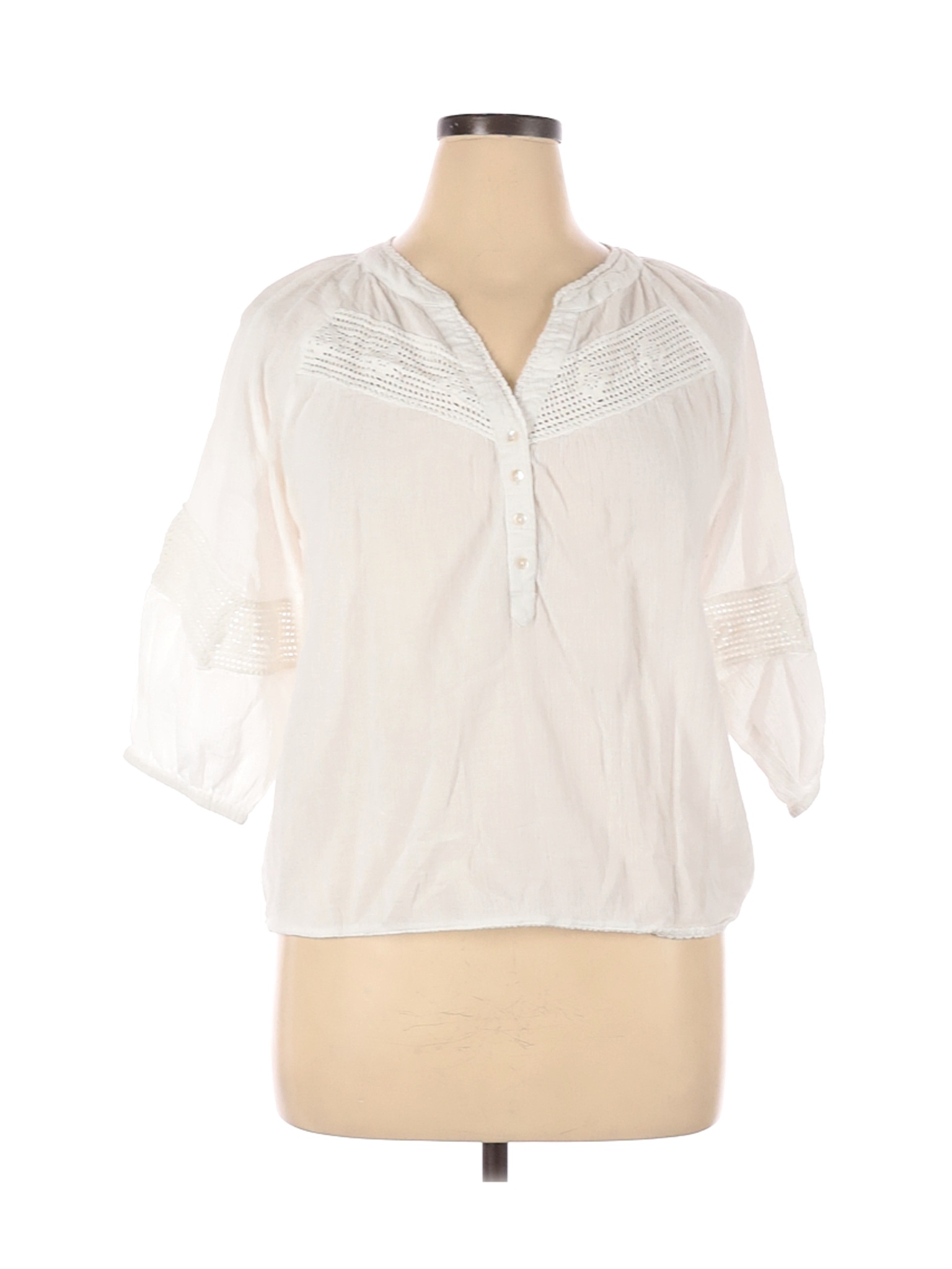 Hippie Laundry Women White 3/4 Sleeve Blouse XL | eBay