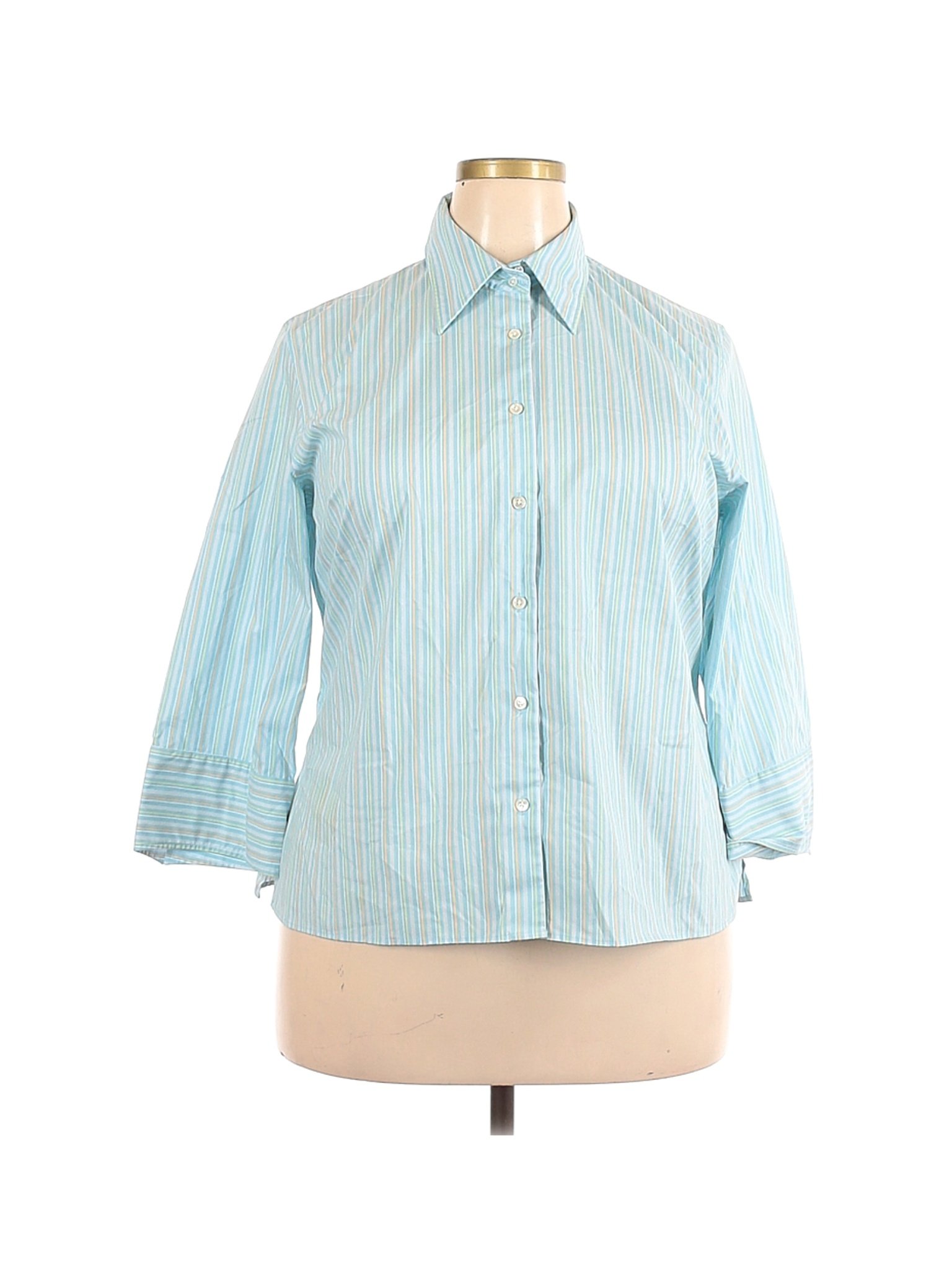 Lands' End Women Blue Long Sleeve Button-Down Shirt 18 Plus | eBay