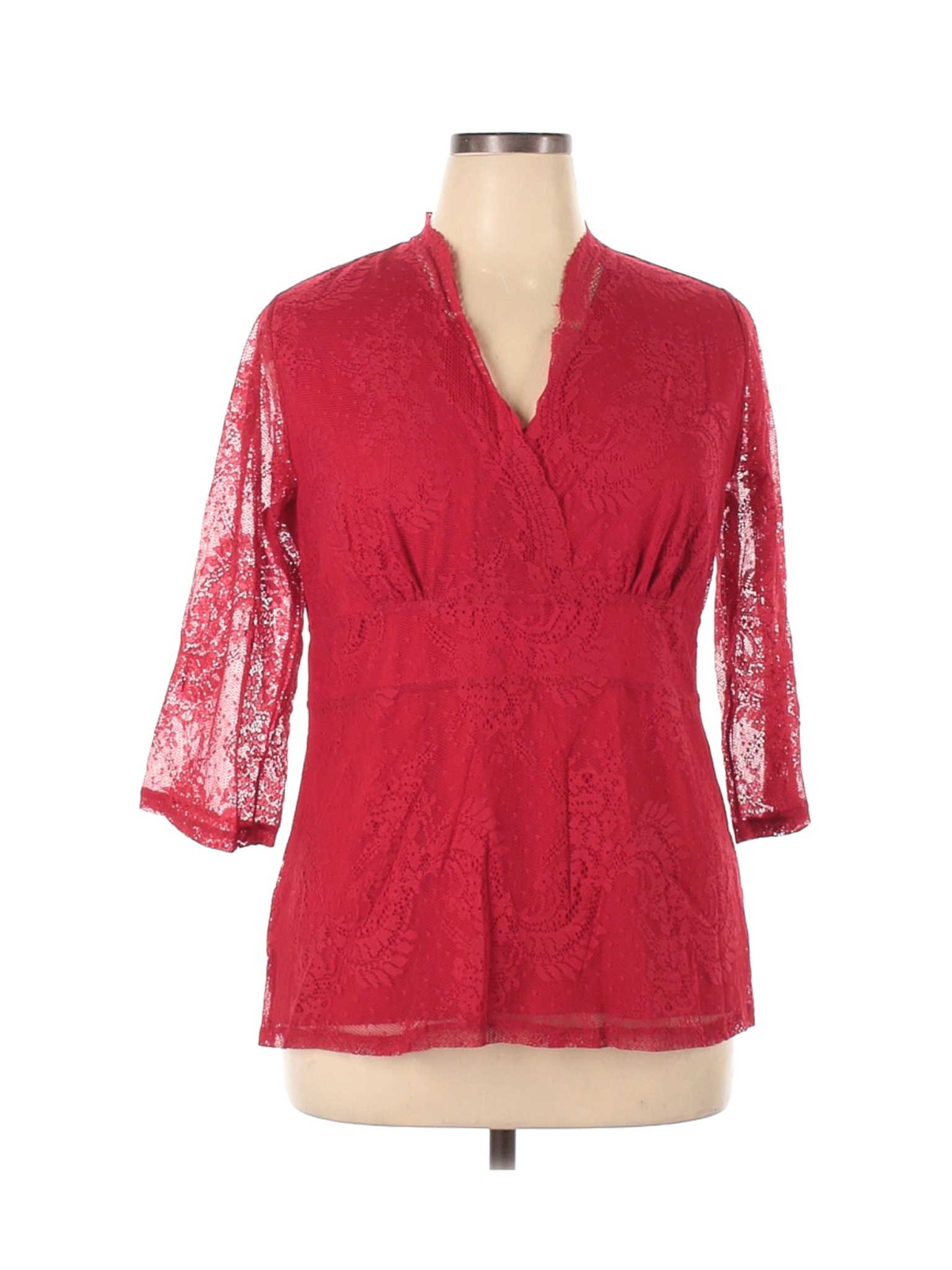 Lane Bryant Women Red 3/4 Sleeve Blouse 14 Plus | eBay