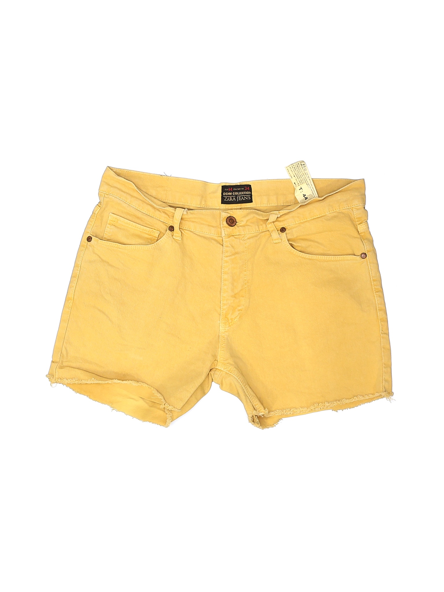 Zara Women Yellow Denim Shorts 34W | eBay