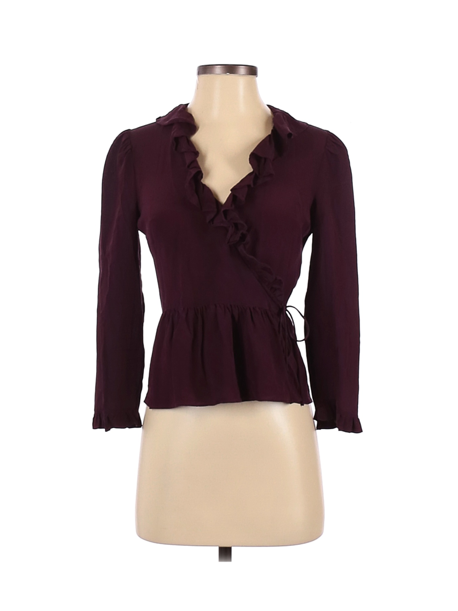 Madewell Women Red Long Sleeve Silk Top XS | eBay