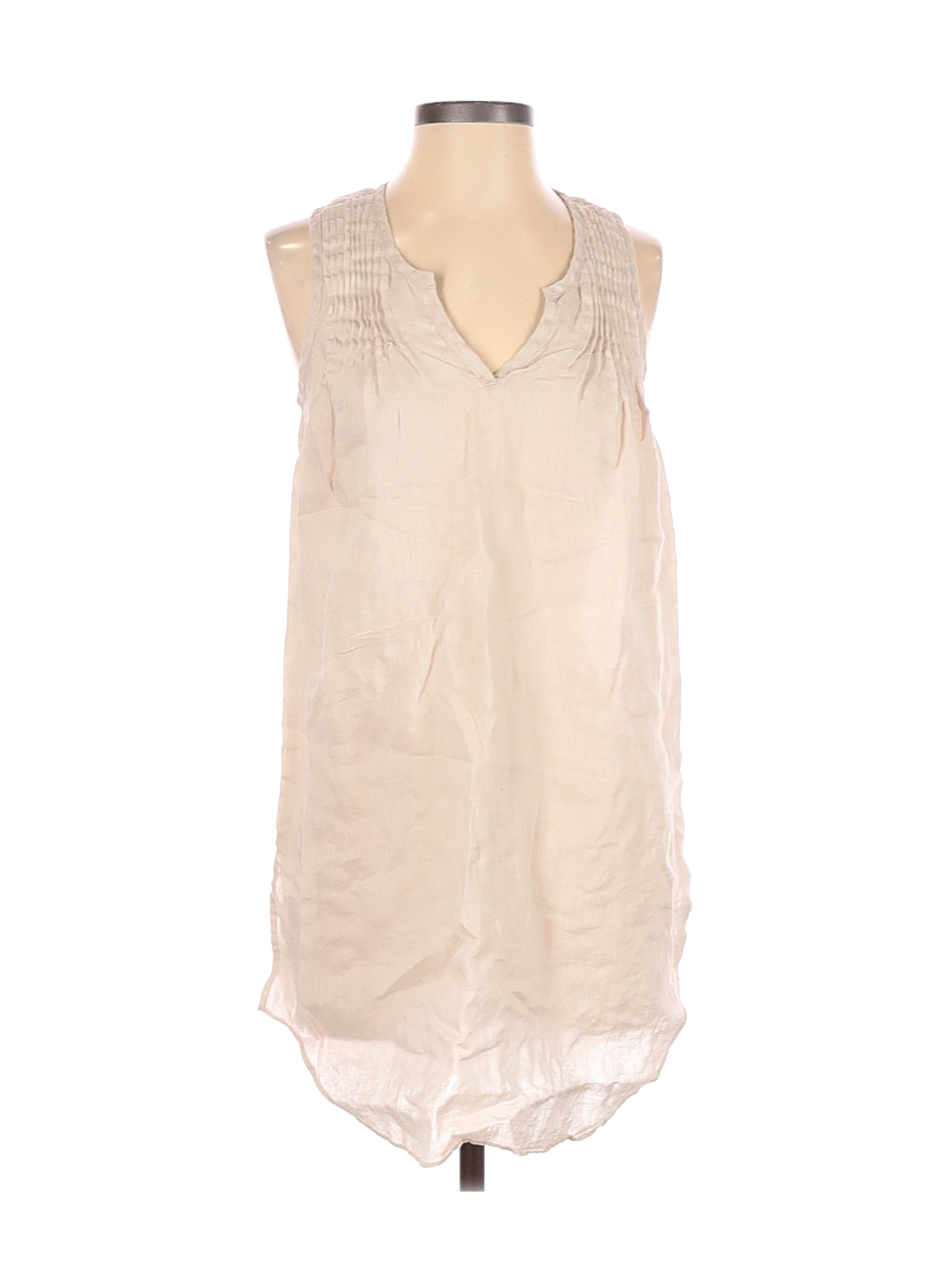 Calypso St. Barth 100% Linen Solid Tan Ivory Sleeveless Blouse Size XS ...