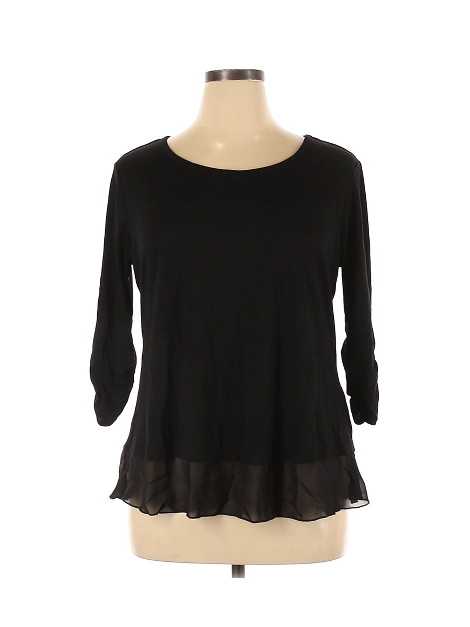 Style&Co Women Black 3/4 Sleeve Top XL Petites | eBay