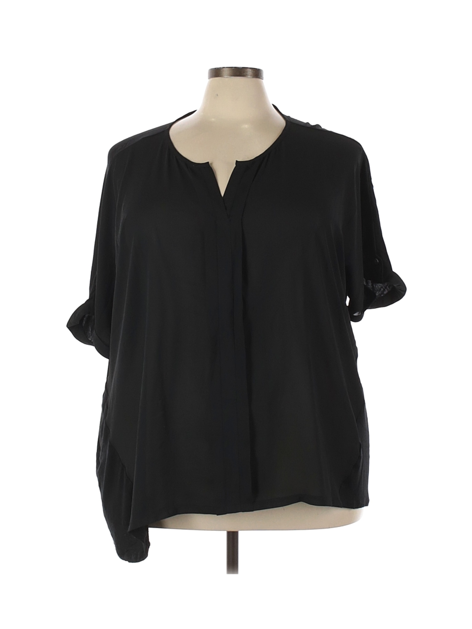 Avenue Women Black Short Sleeve Blouse 22 Plus | eBay