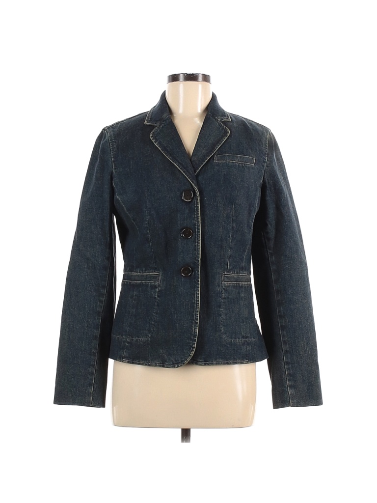 Ann Taylor Solid Blue Denim Jacket Size M - 69% off | thredUP