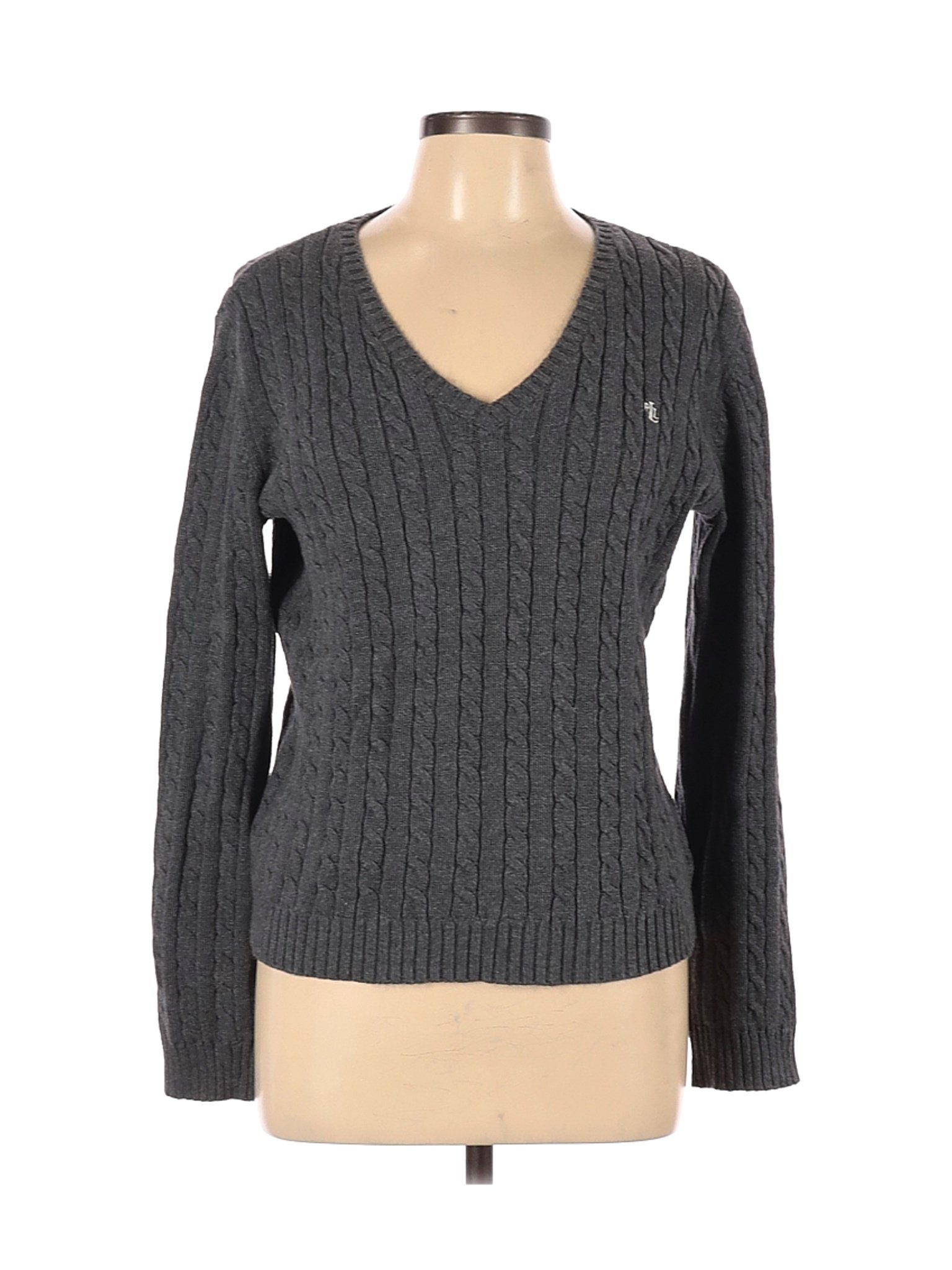 Lauren by Ralph Lauren Women Gray Pullover Sweater L | eBay