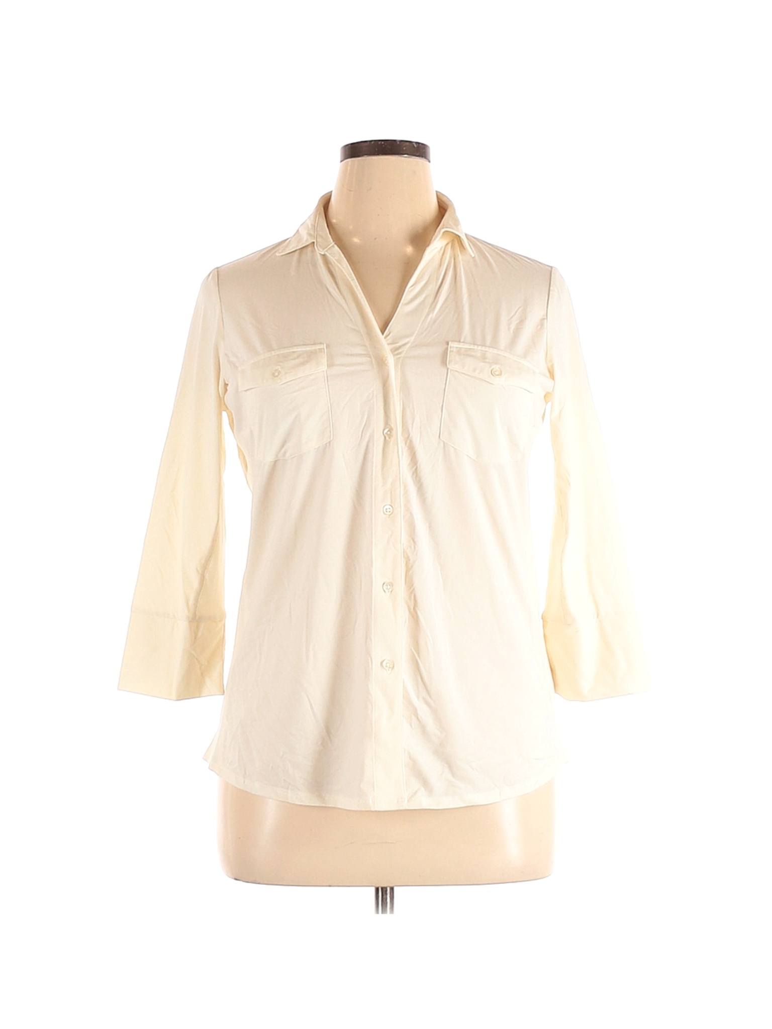 J. McLaughlin Women Ivory Long Sleeve Blouse XL | eBay