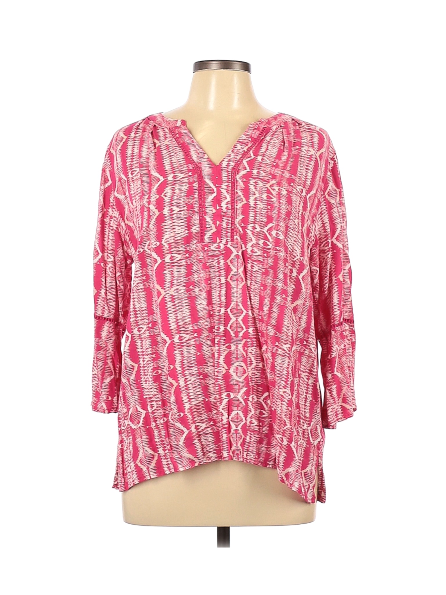 Gloria Vanderbilt Women Pink 3/4 Sleeve Blouse L | eBay