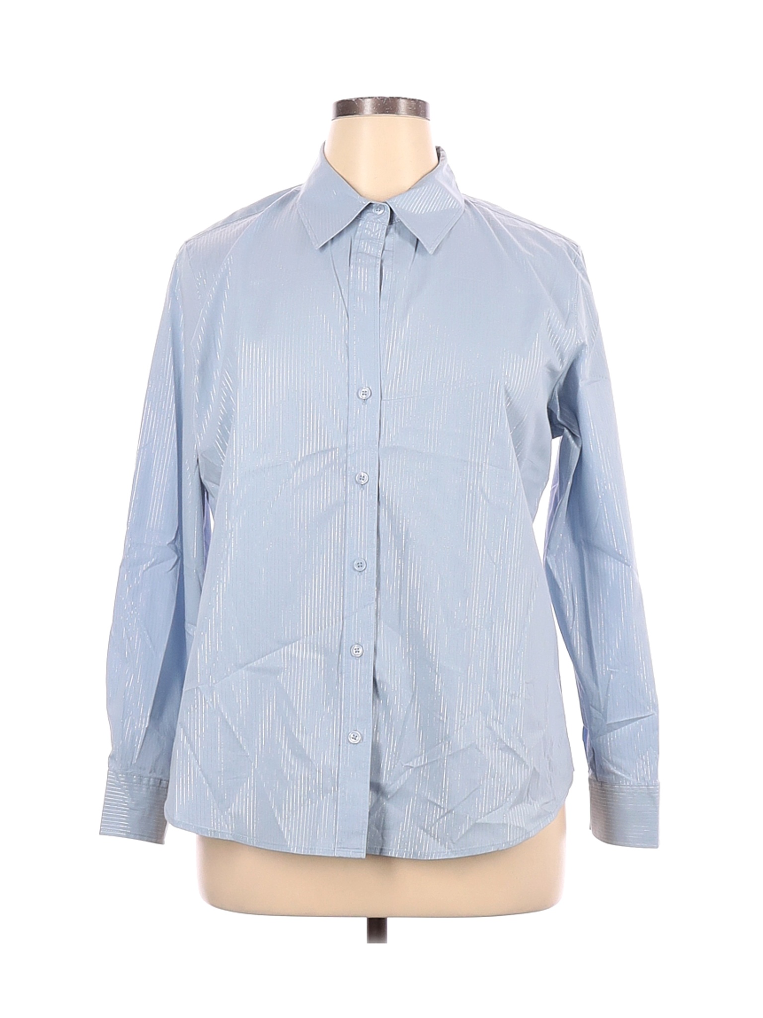 Chico's Women Blue Long Sleeve Button-Down Shirt XL | eBay