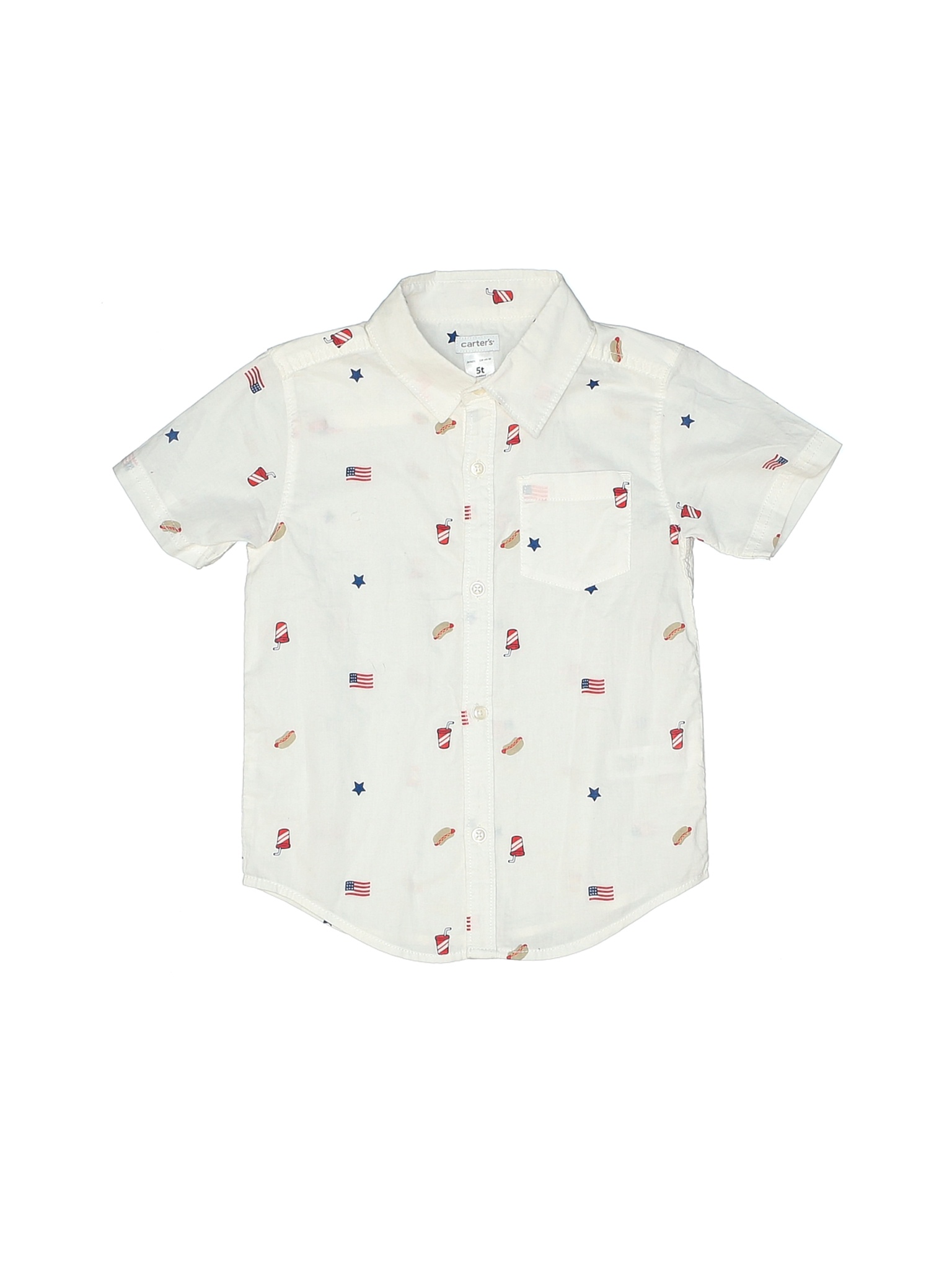 Carter's Boys White Short Sleeve Button-Down Shirt 5T | eBay