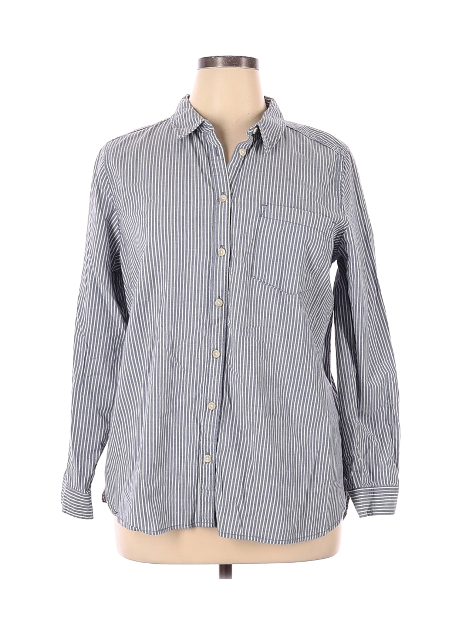 Sonoma Goods for Life Women Blue Long Sleeve Button-Down Shirt XL | eBay