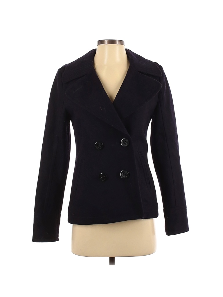 American Eagle Outfitters Solid Black Blue Wool Coat Size XS - 91% off ...