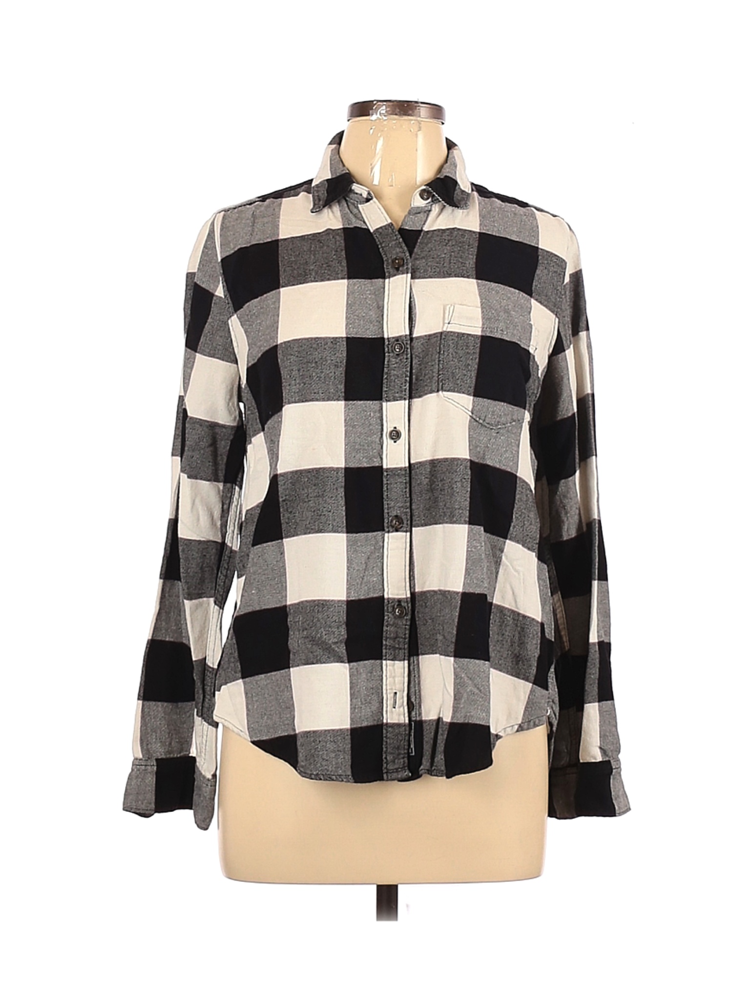 Abercrombie & Fitch Women White Long Sleeve Button-Down Shirt L | eBay