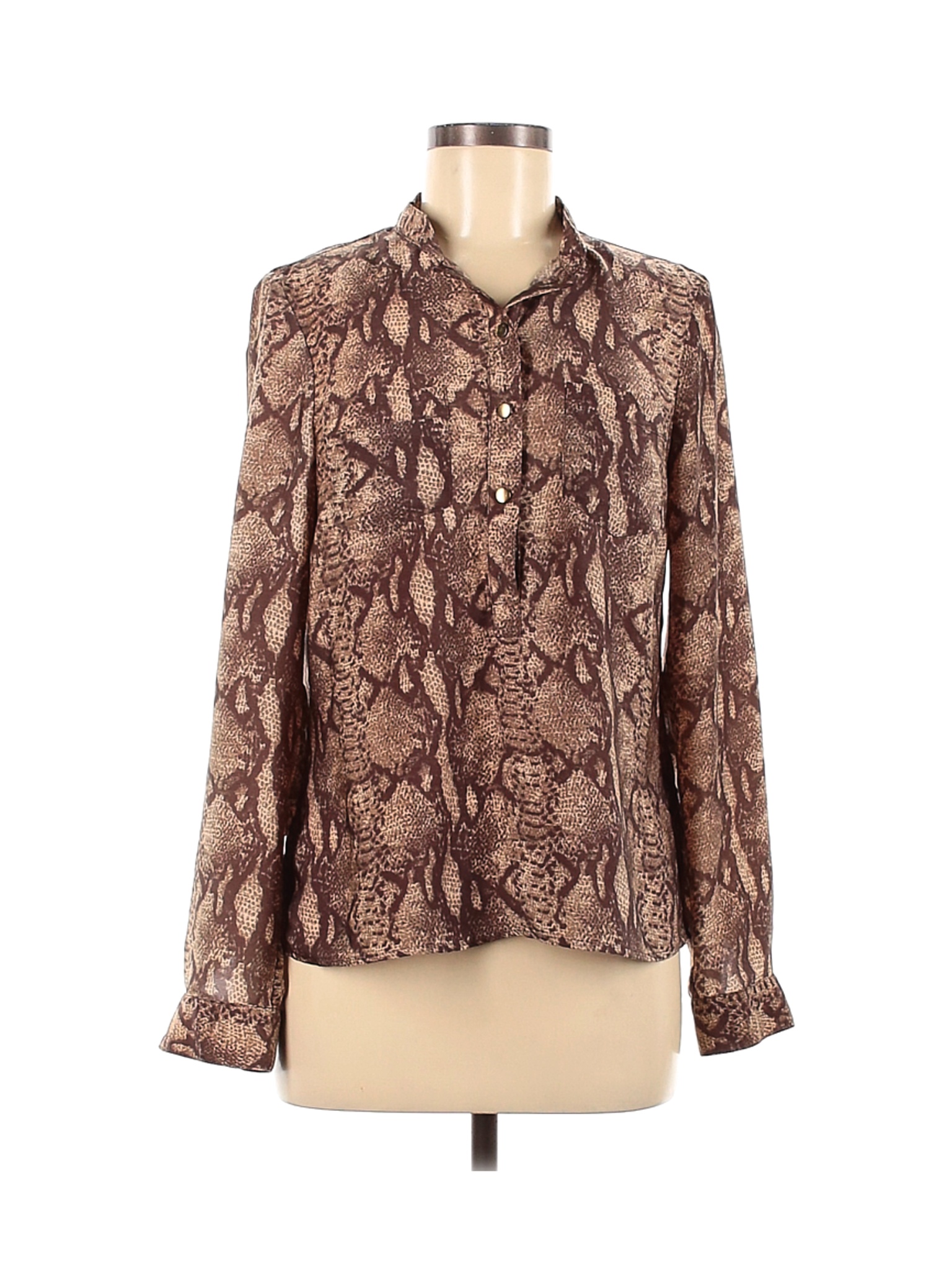 H&M Women Brown Long Sleeve Blouse 6 | eBay